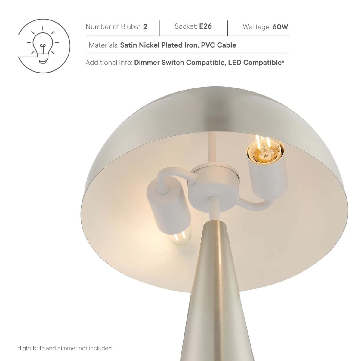18" Two-Light Metal Table Lamp for Living Room, Bedside and Desk Lighting - Image 3