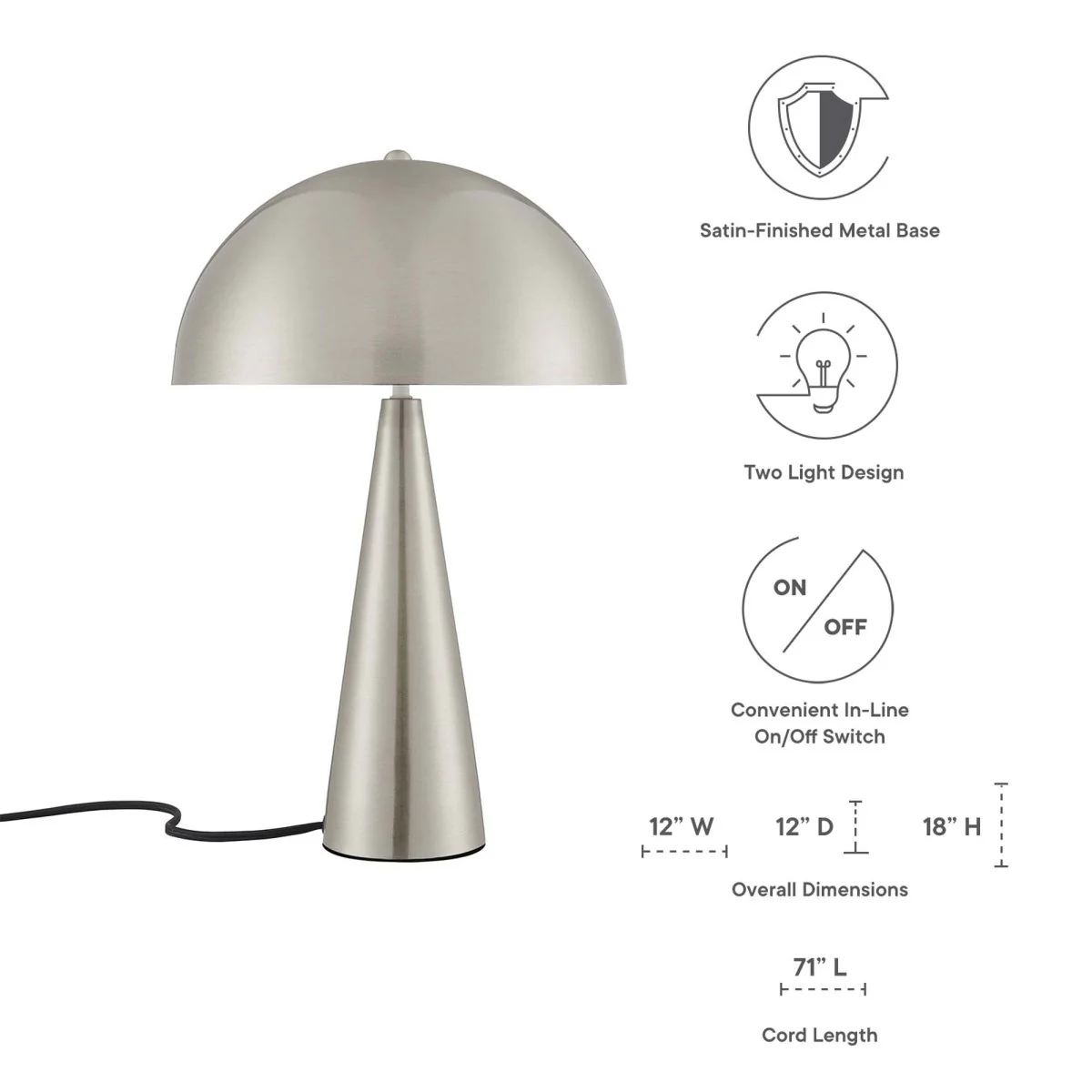 18" Two-Light Metal Table Lamp for Living Room, Bedside and Desk Lighting - Image 4