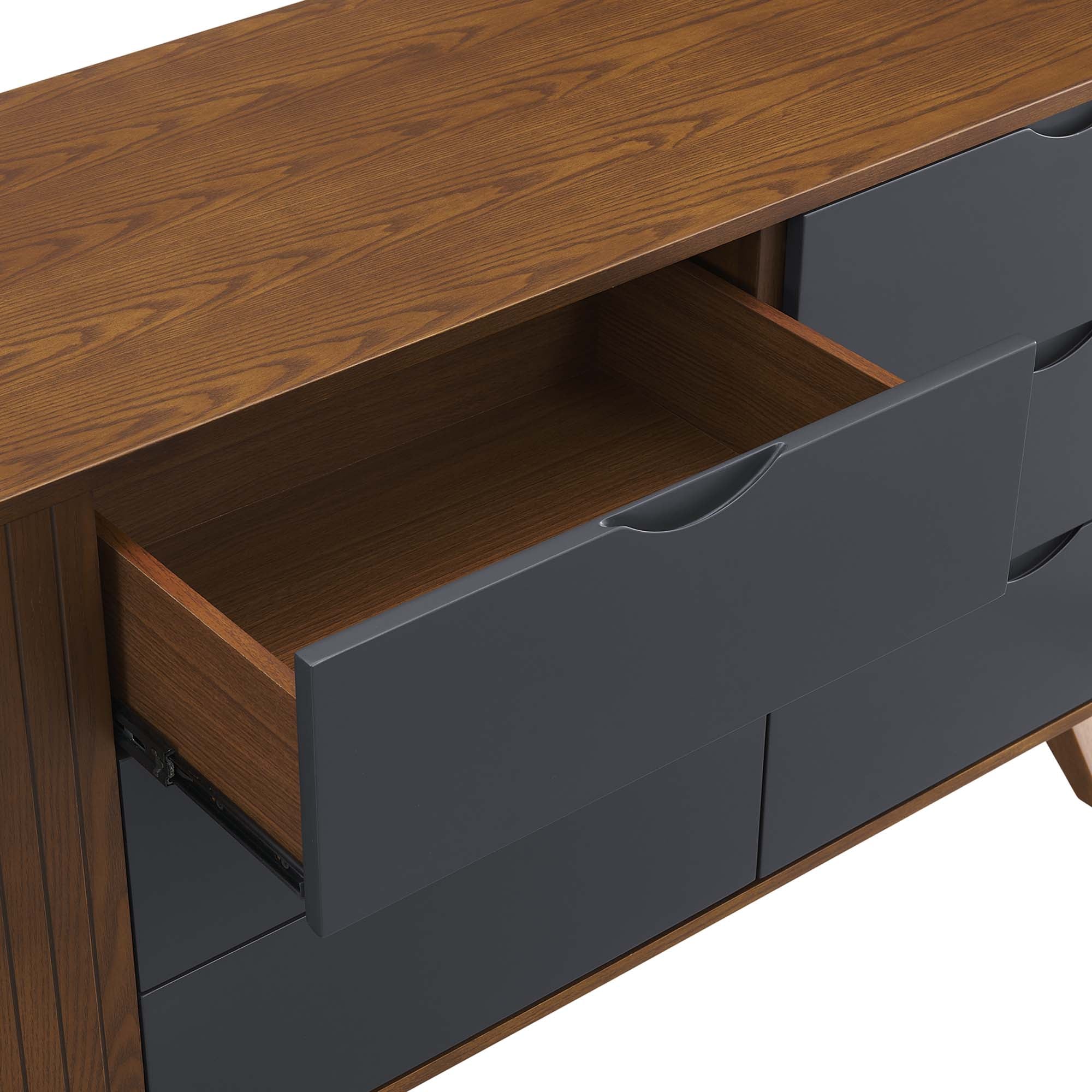 18" Walnut Gray Modern 6-Drawer Bedroom Dresser - Image 6