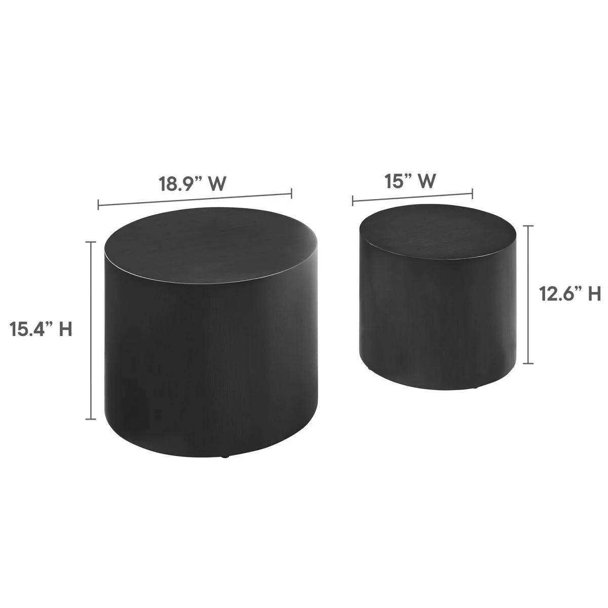 19 Inch Urban Round Nesting Coffee Table Set - Image 11
