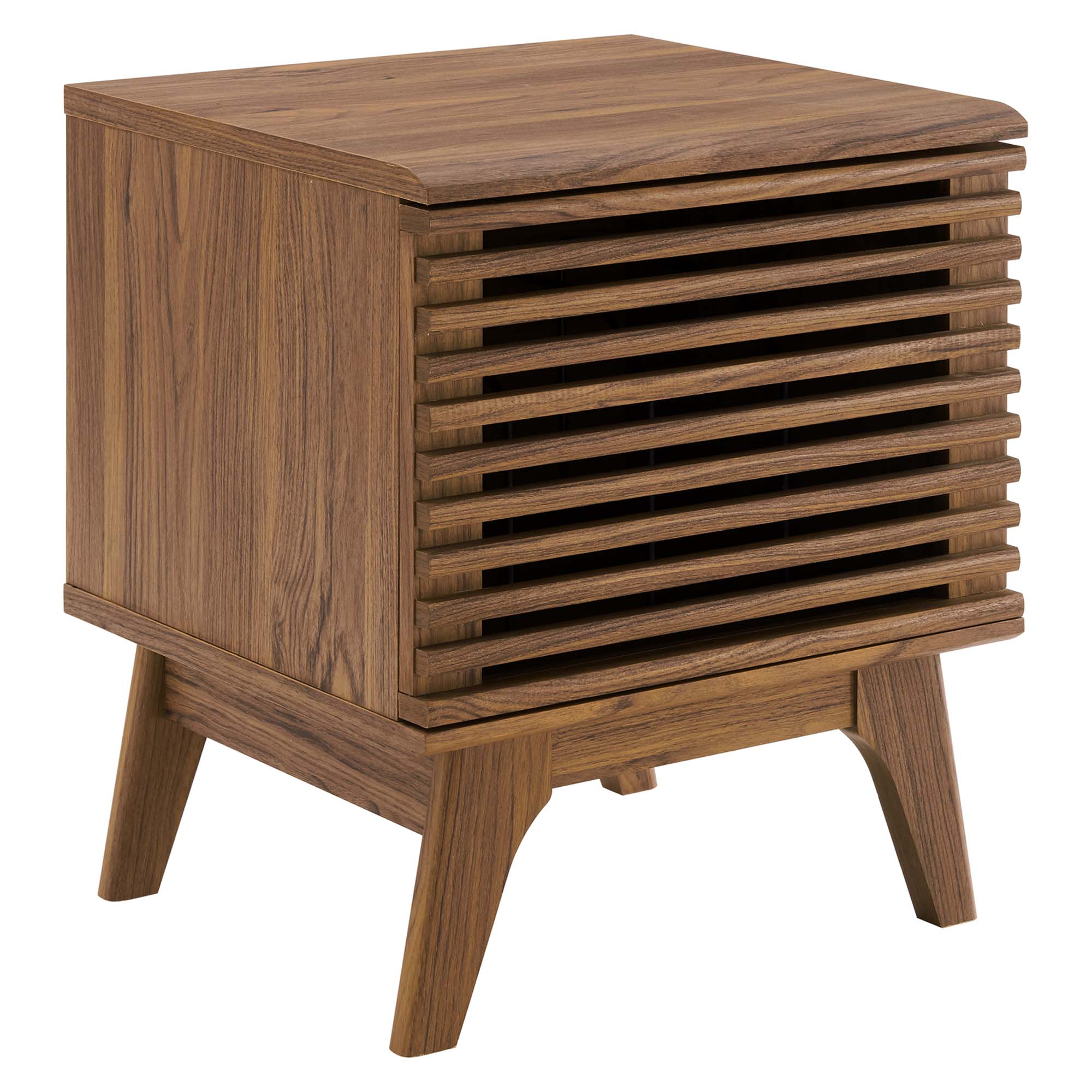 19 Inch Vinyl Record Display Stand with Hinged Slatted Door and Metal Dividers - Image 13