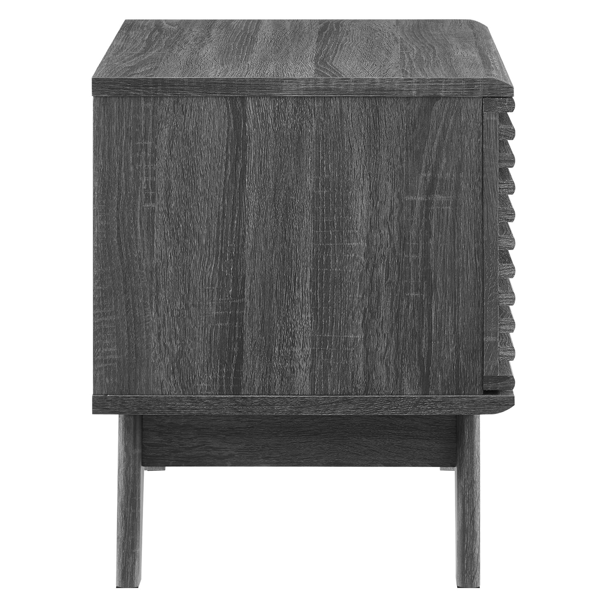 19 Inch Vinyl Record Display Stand with Hinged Slatted Door and Metal Dividers - Image 4