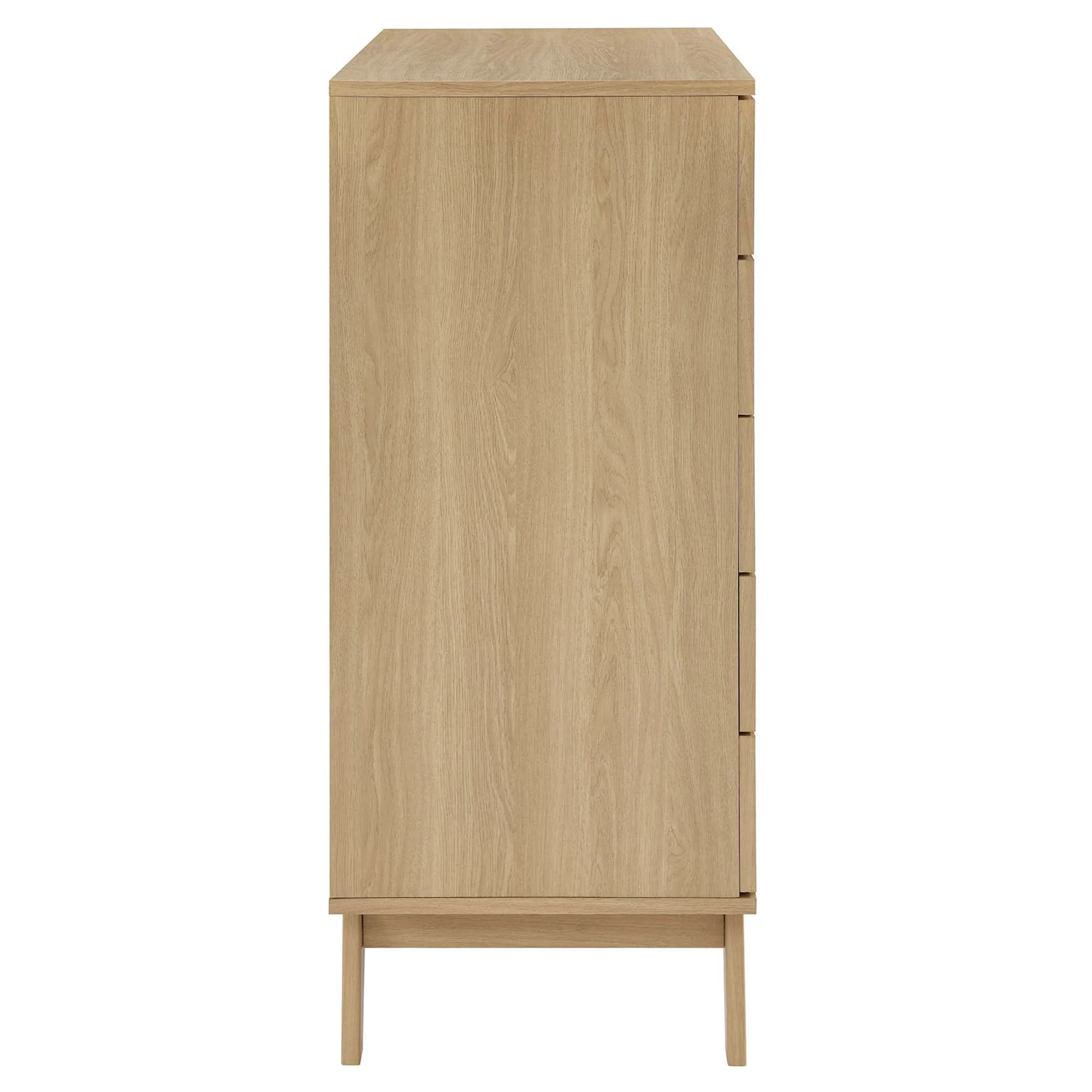 19" Oak Rattan 5-Drawer Bedroom Chest - Image 4