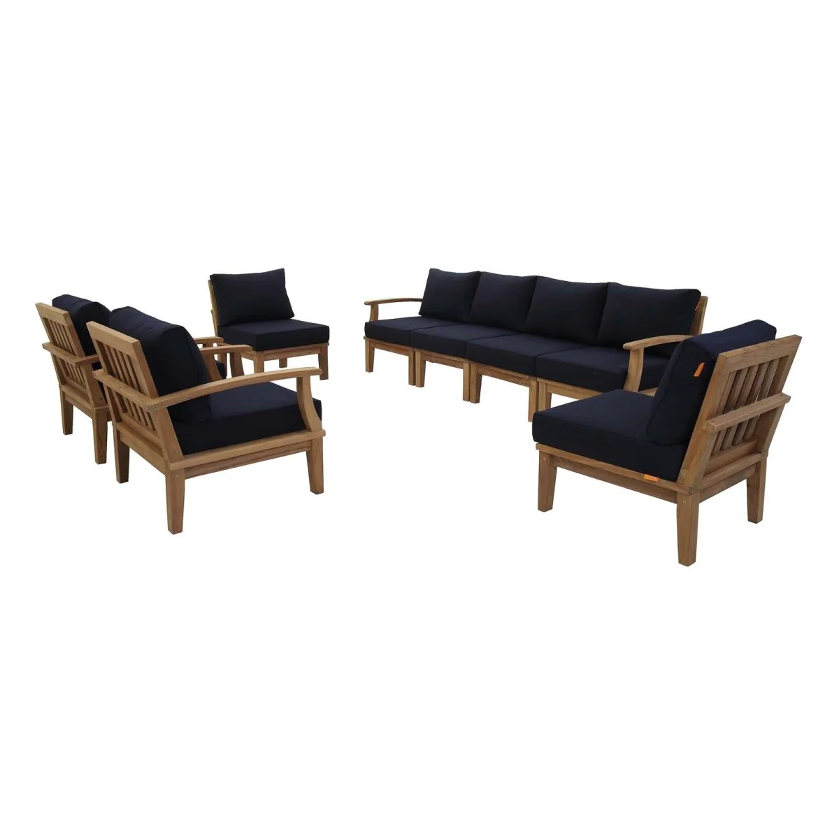 193" 8-Piece Cushions Teak Wood Outdoor Patio Sectional Sofa Set - Modular - Image 11