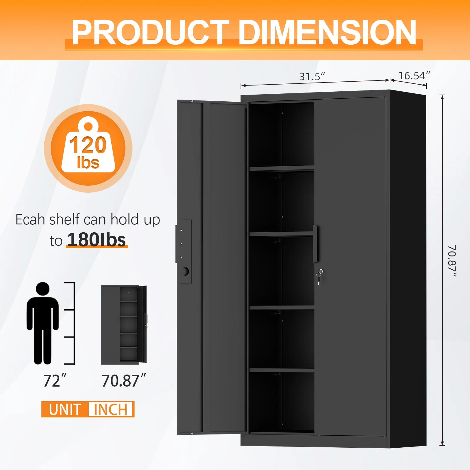 2 Door File Cabinet With Lock, 4 Adjustable Shelves, Heavy-Duty - Image 24