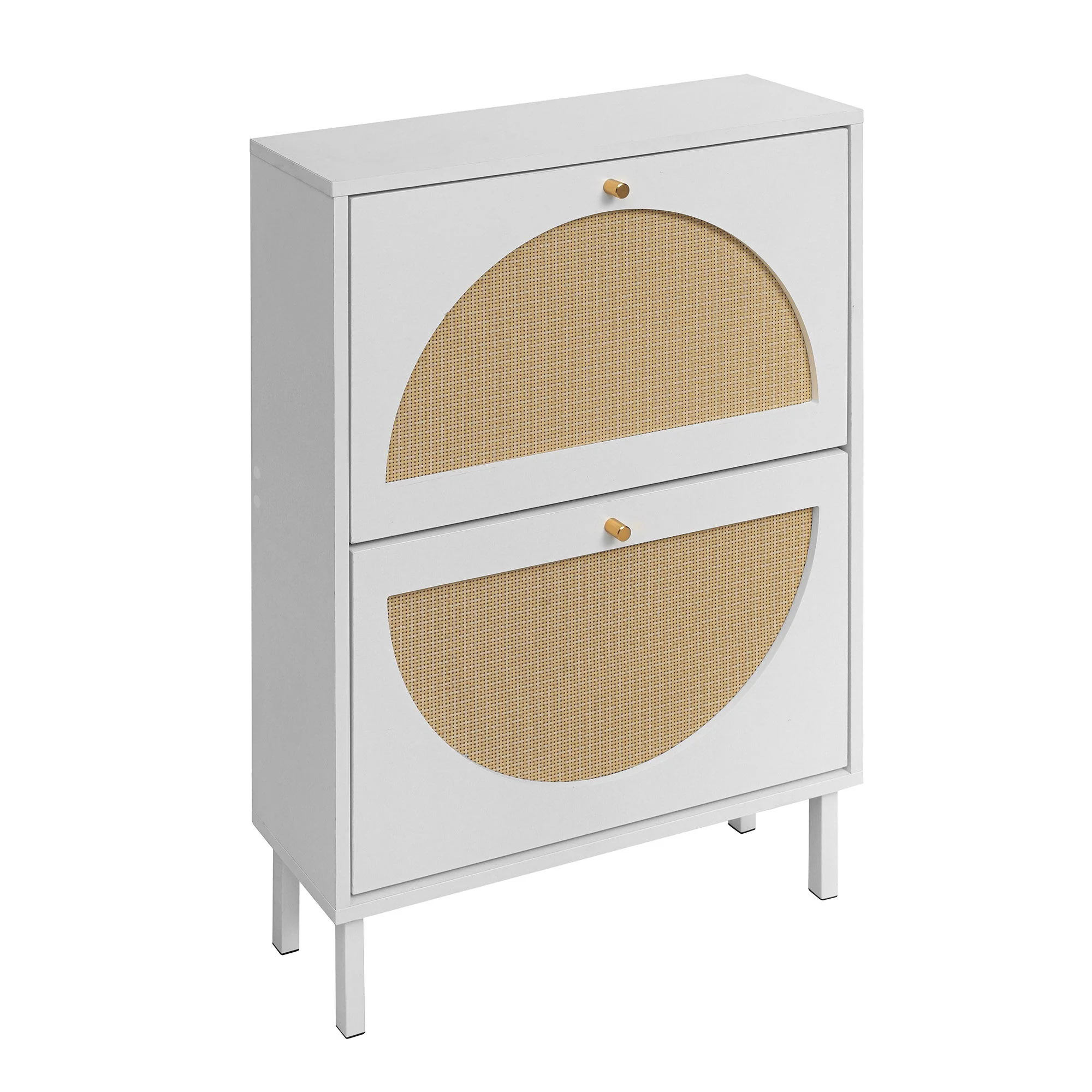 2 Door Shoe Rack, Rattan, Double Layer, Suitable For Living Room, Hallway - White - Image 8