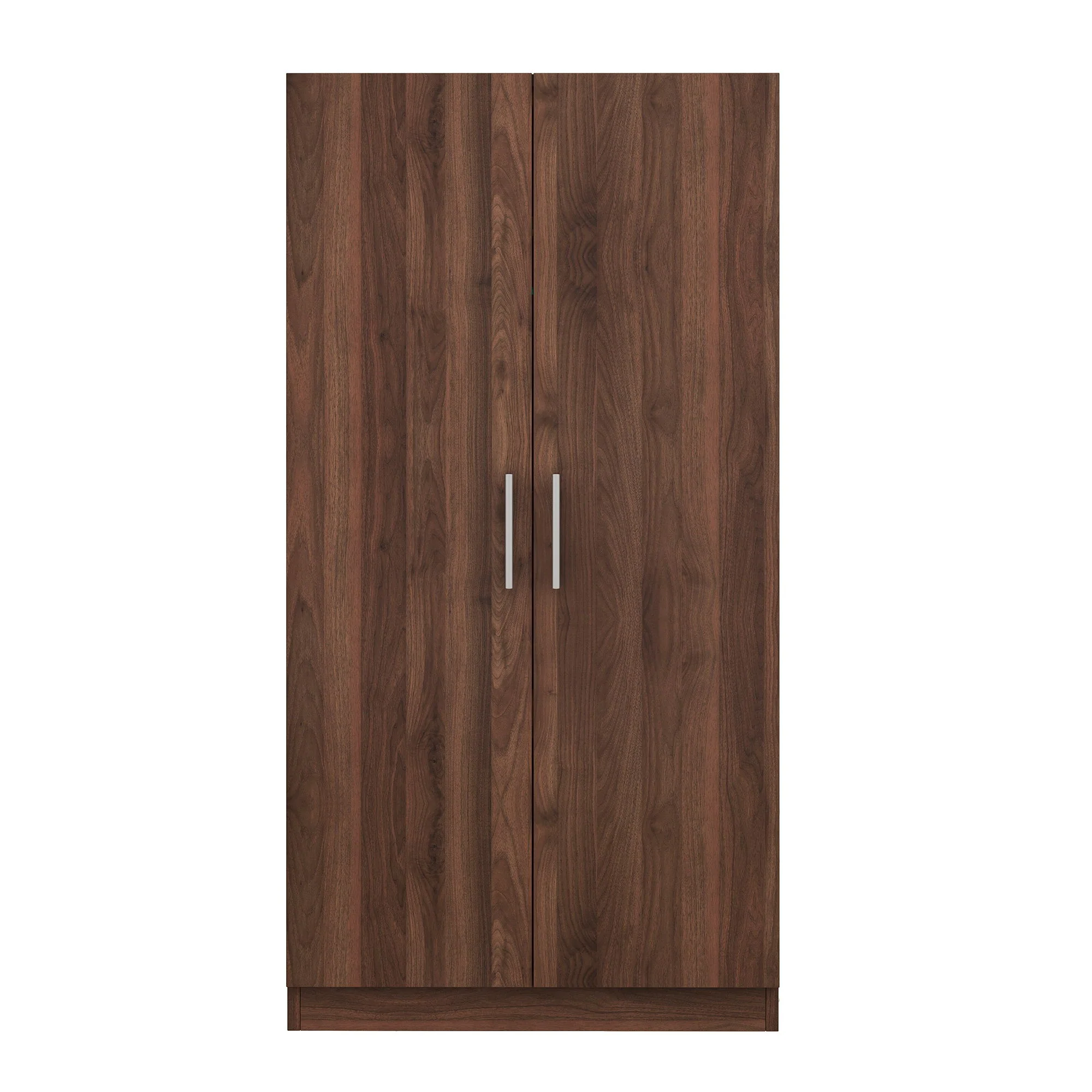 2 Door Wooden Wardrobe Armoire With 3 Storage Shelves - Brown - Image 4
