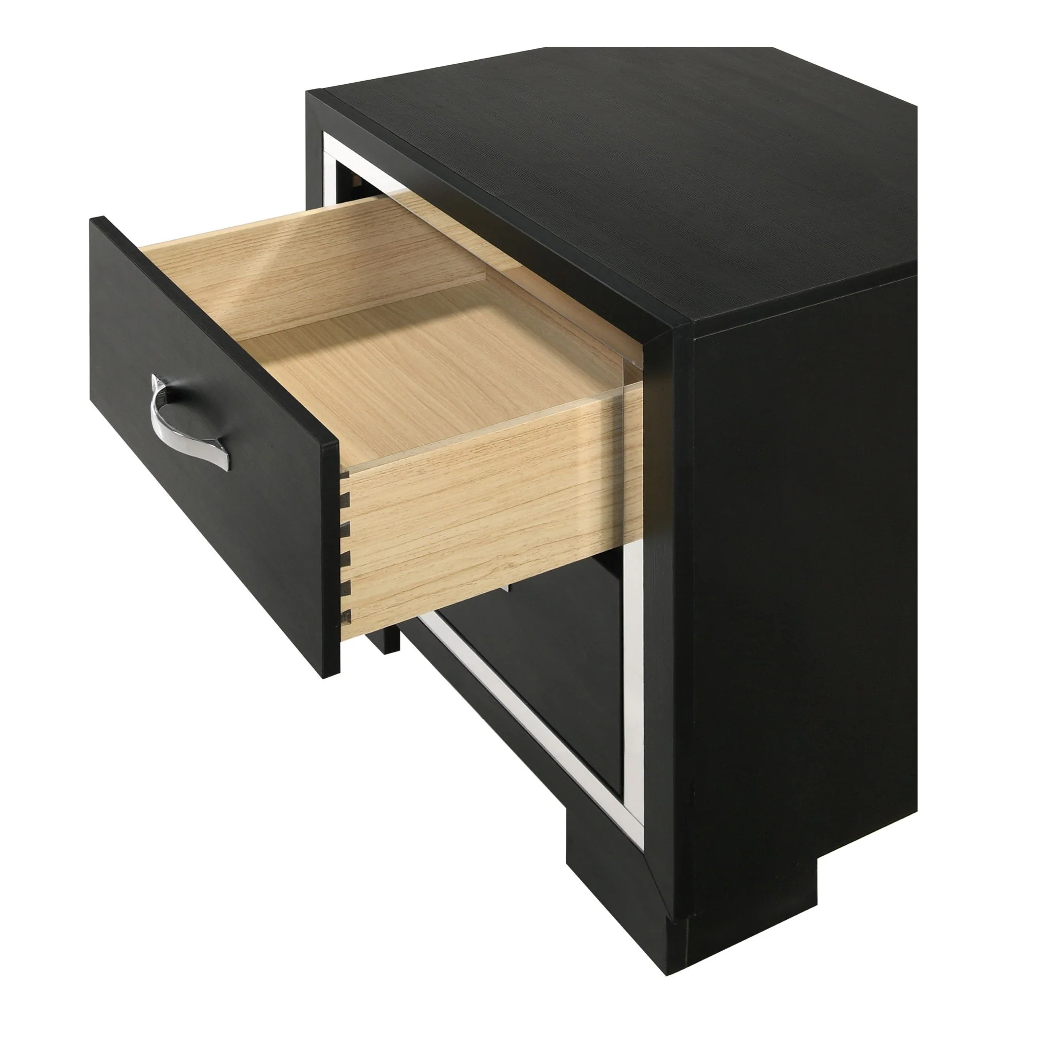2 Drawer Bedroom Nightstand With Handles - Black - Image 5