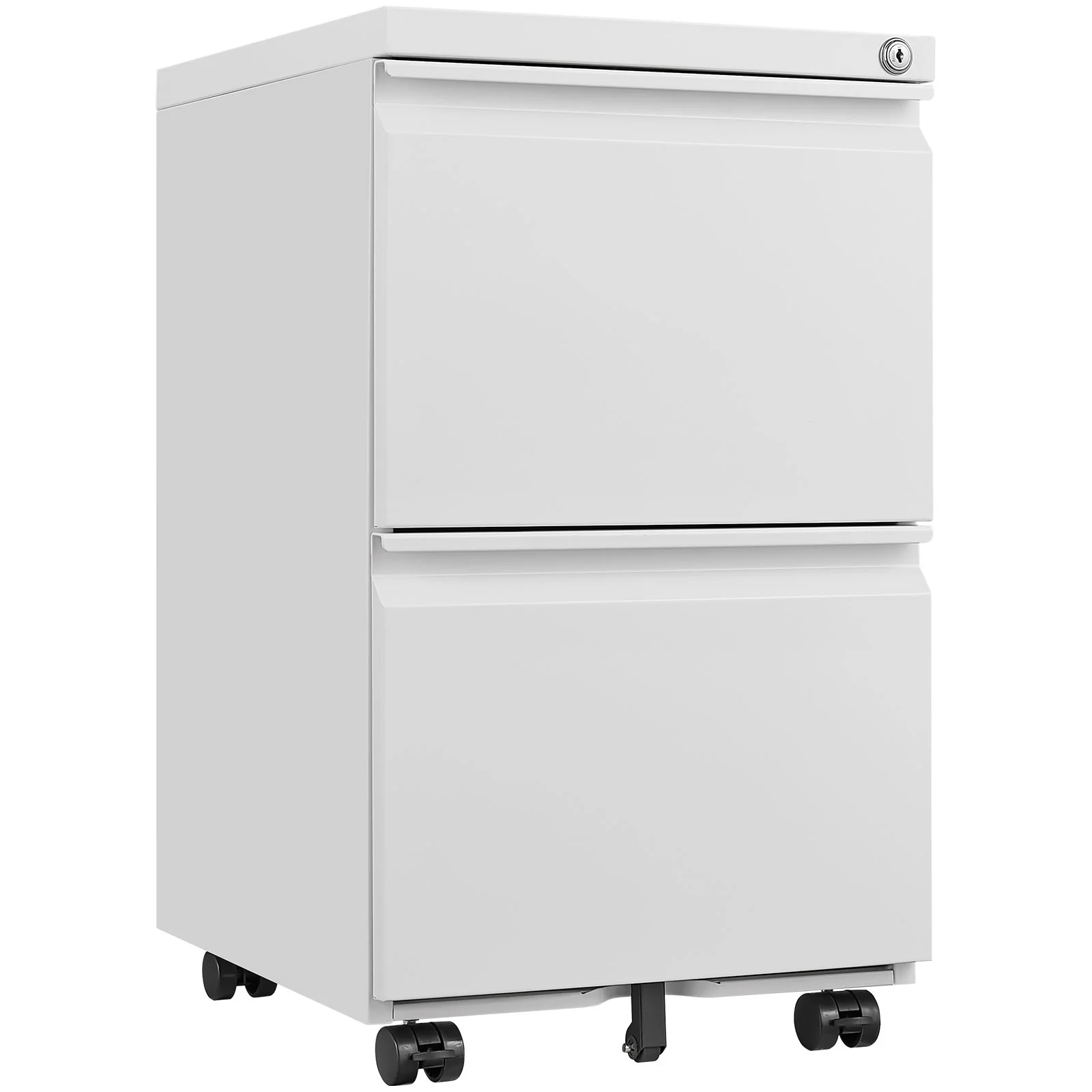 2 Drawer File Cabinet With Lock, Metal Under Desk Rolling Filing Cabinet Fits Letter / Legal / A4 Size For Home Office, Mobile Filing Cabinet - Image 2