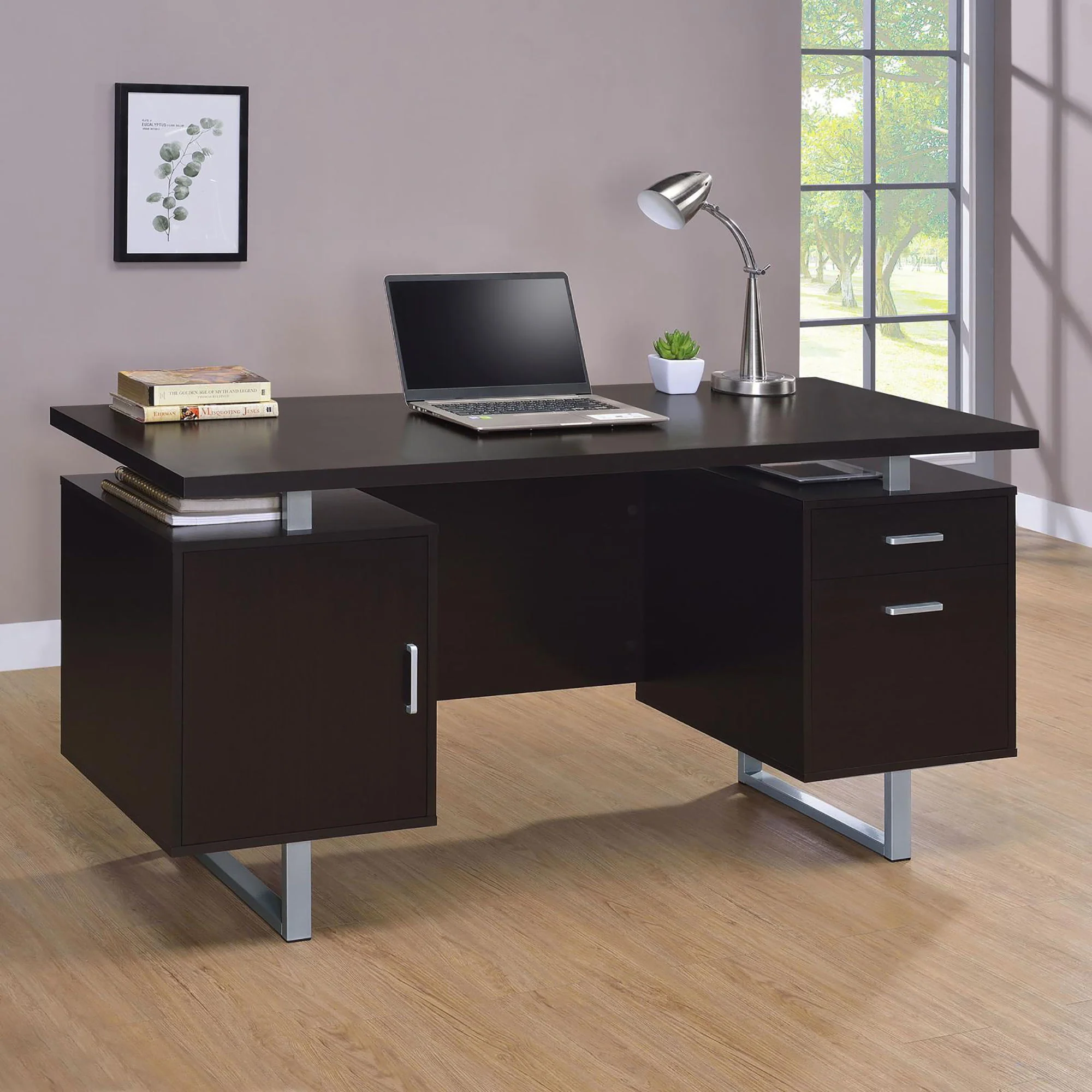 2 Drawer Floating Top Office Desk - Image 2