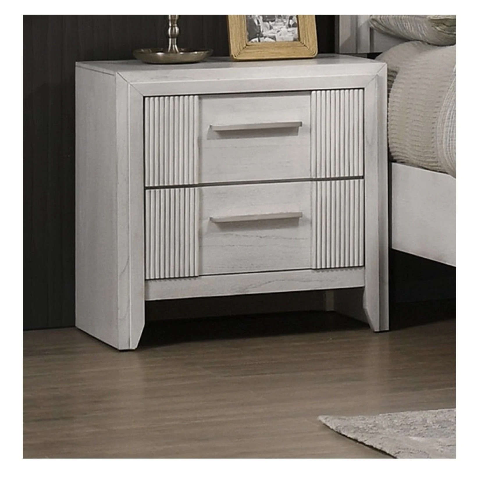 2 Drawer Nightstand With Bar Handle - Antique White - Image 6