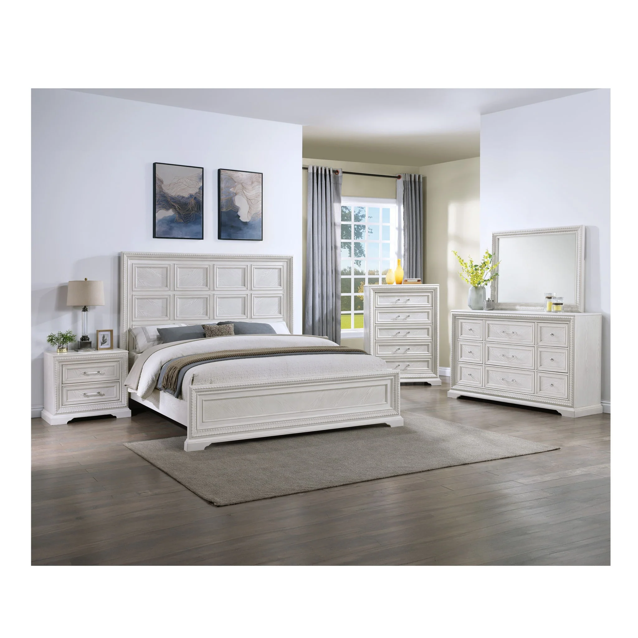 2 Drawer Storage Nightstand Bedroom Furniture - Antique White - Image 4