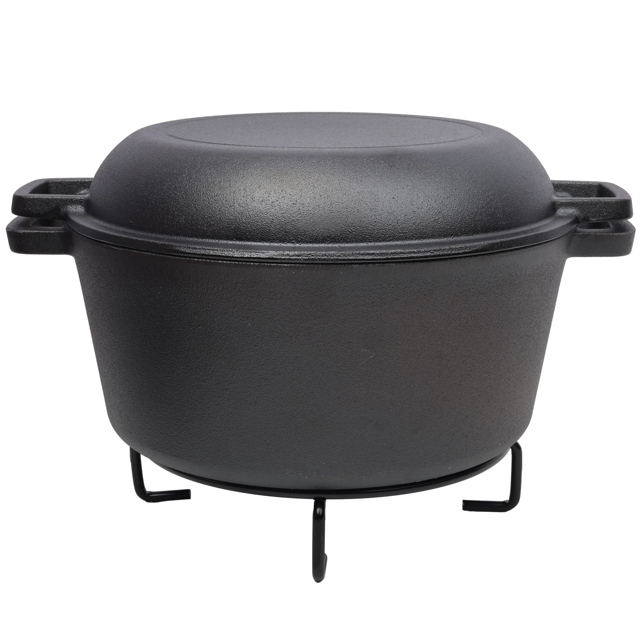 2 In 1 Pre-Seasoned Cast I Dutch Oven With Dual Handles, 5 Quart - Black - Image 9