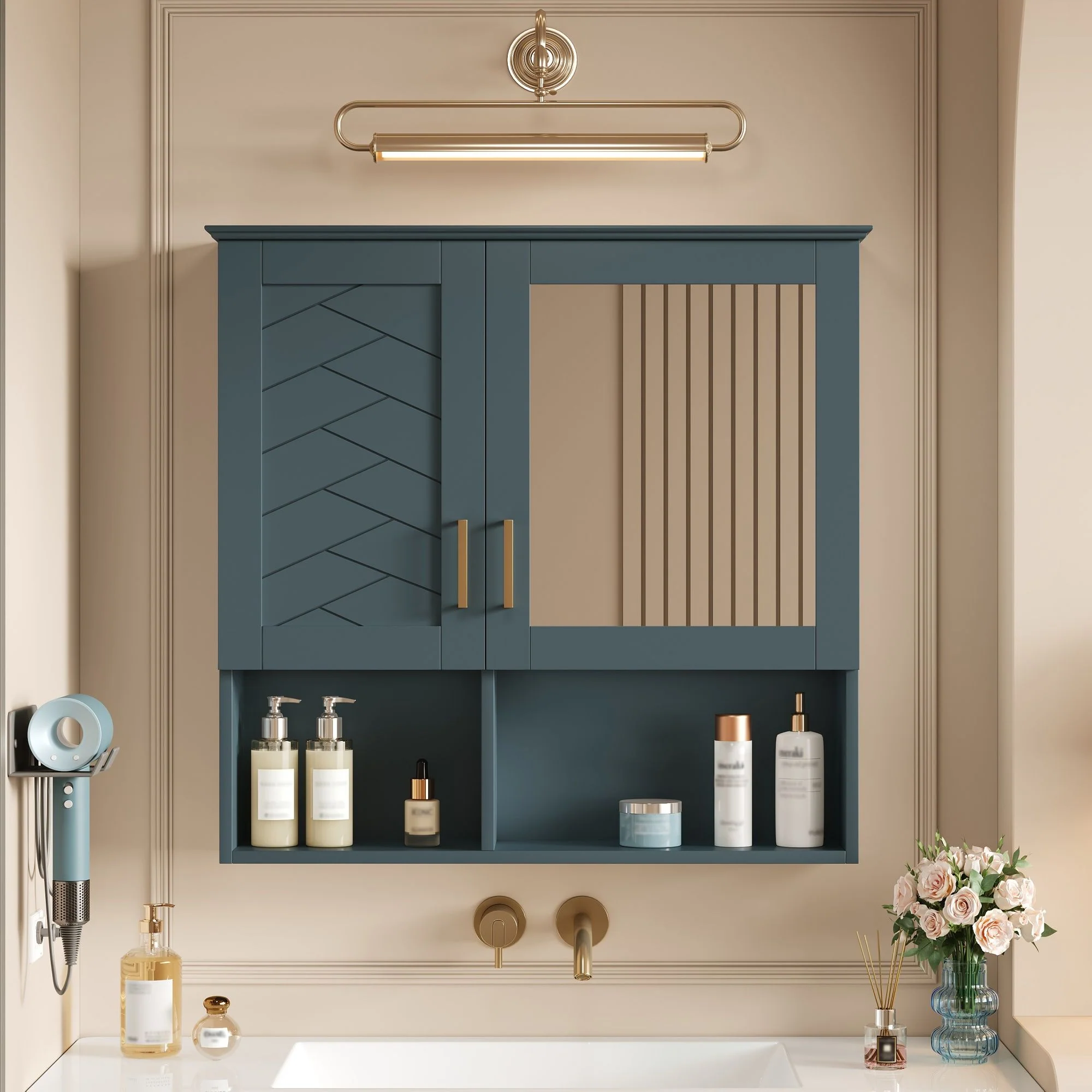 2 In 1 Wall-Mounted Mirror Cabinet With Adjustable Shelves, Soft-Close Doors, High-Definition Mirror & Storage - Image 7