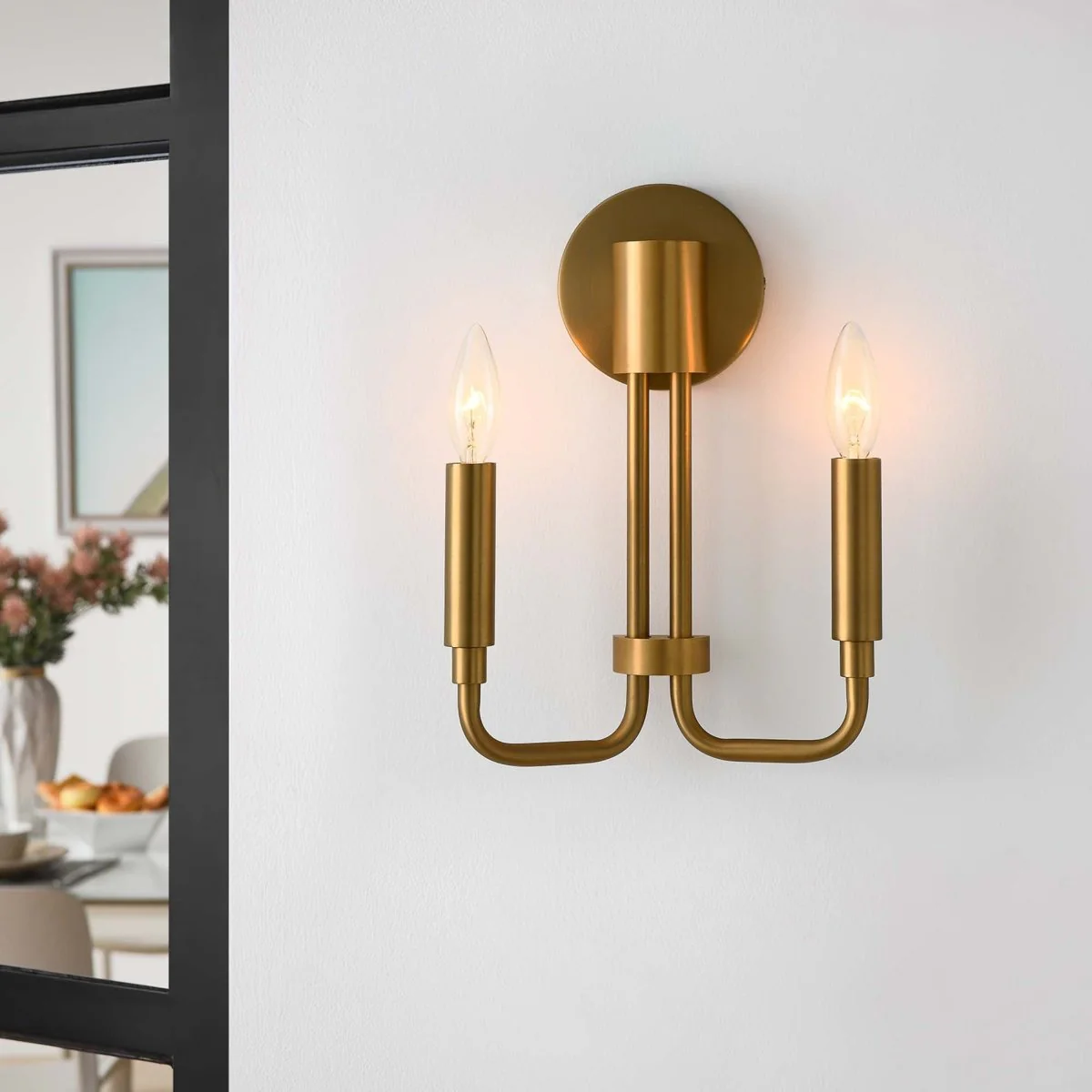 2-Light Double Arm Wall Sconce – Contemporary Wall-Mounted Lighting Fixture - Image 2
