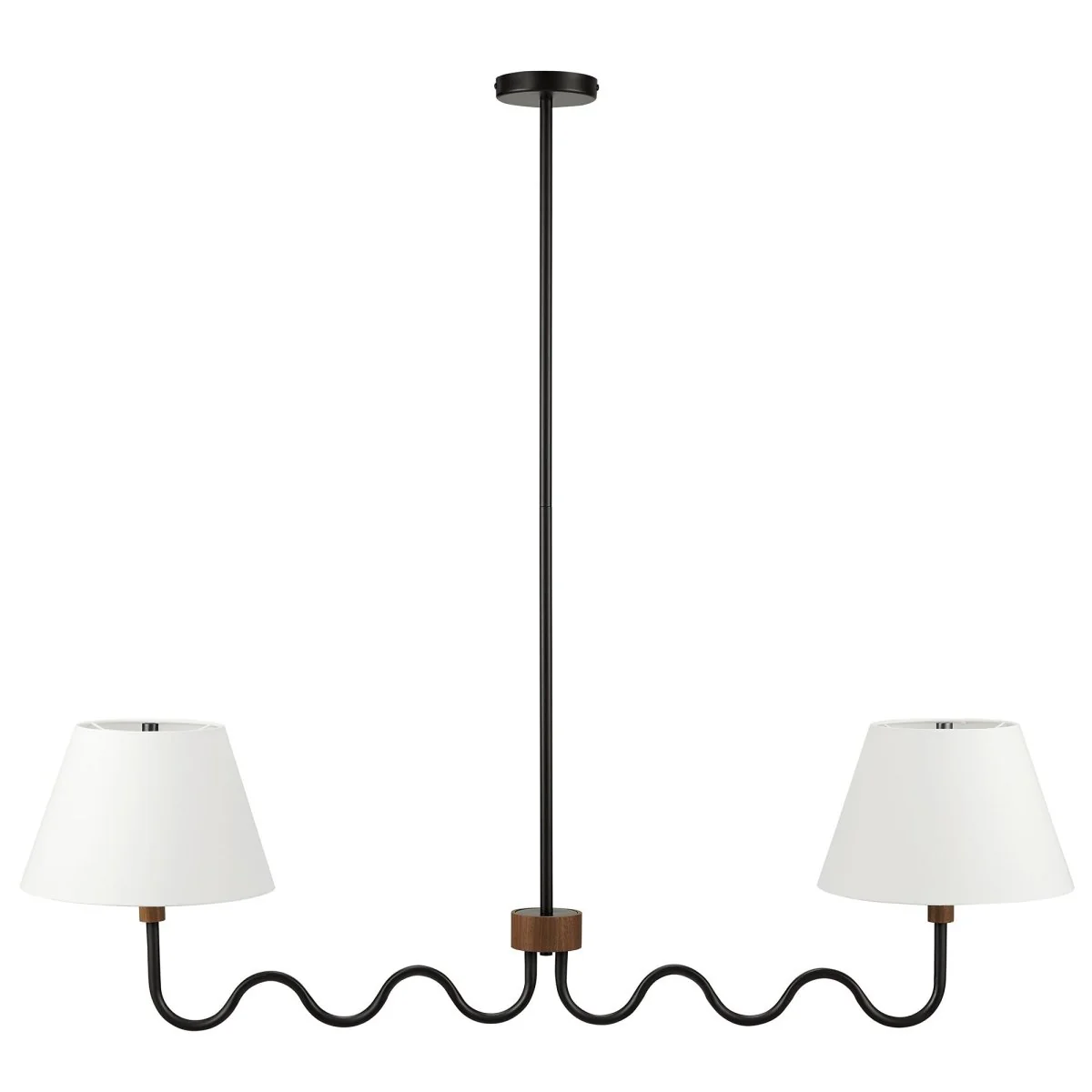 2-Light Sunlit Squiggle Pendant with Wood Accent Ceiling Light Fixture for Home - Image 7