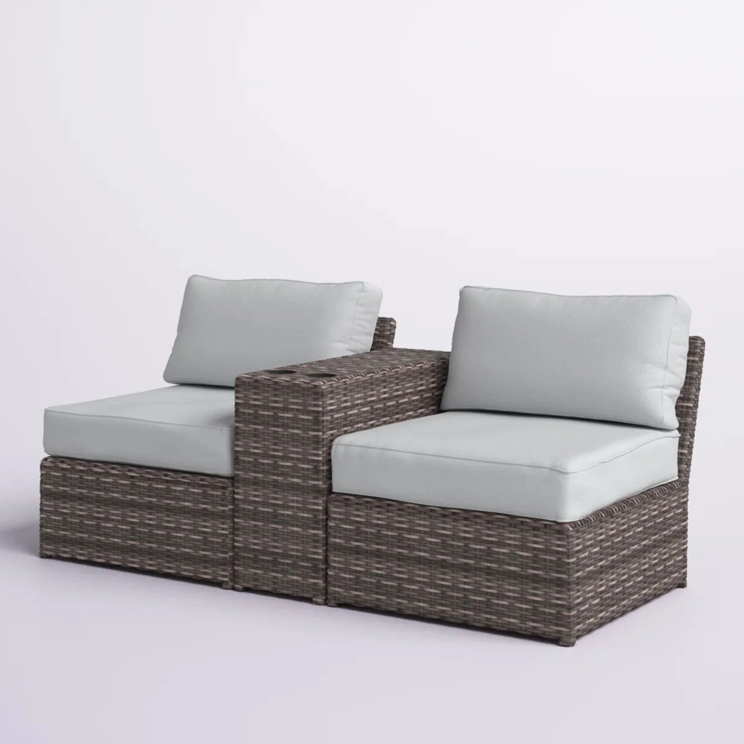 2 Person Wicker Conversation Set With Cushions, Weather Resistant - Image 6