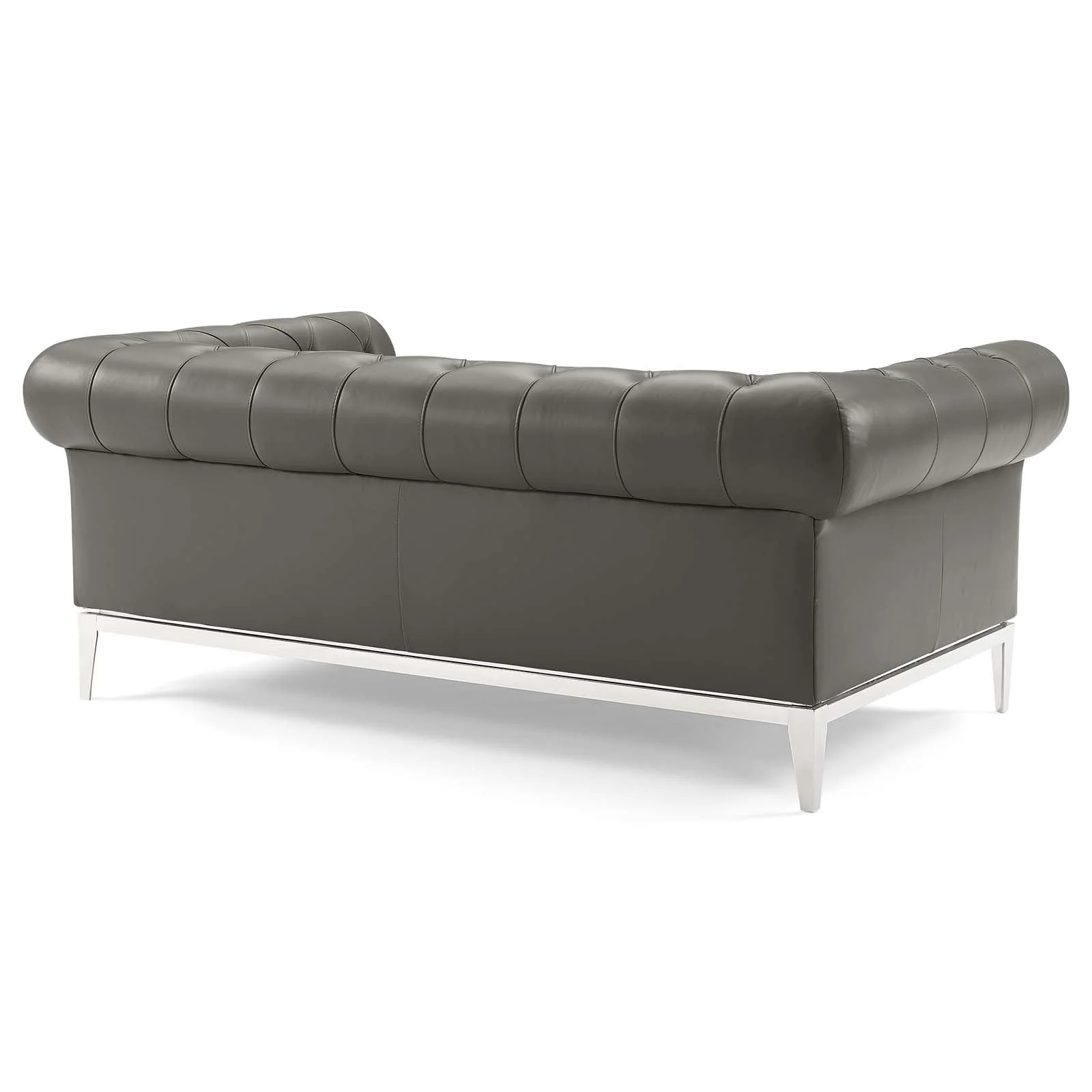 2 Piece 109" Tufted Upholstered Leather Loveseat and Armchair Set - Image 4