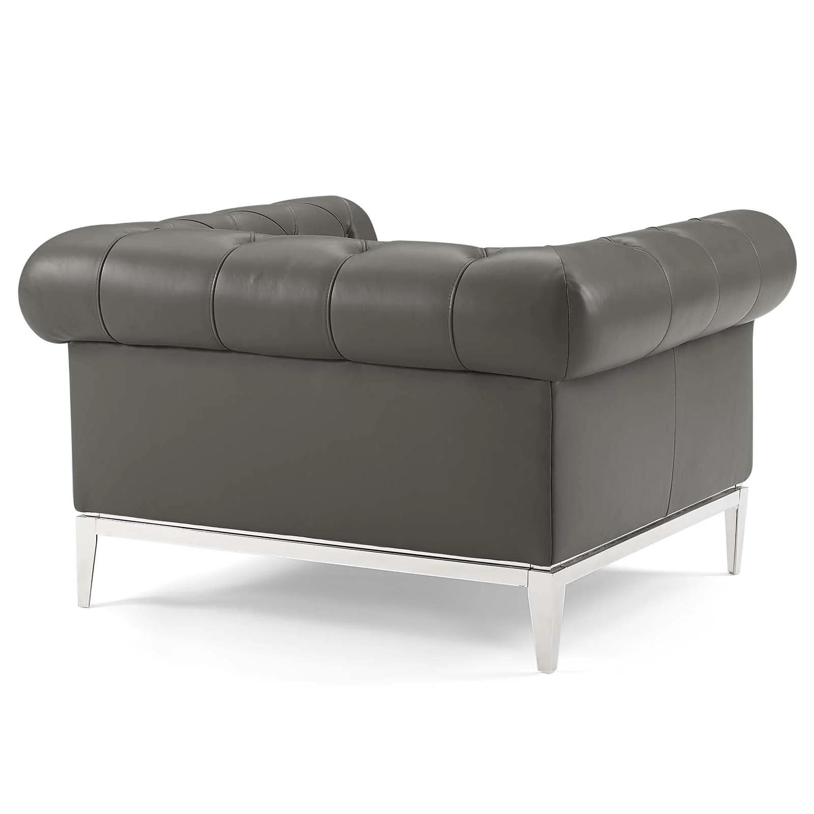 2 Piece 109" Tufted Upholstered Leather Loveseat and Armchair Set - Image 5
