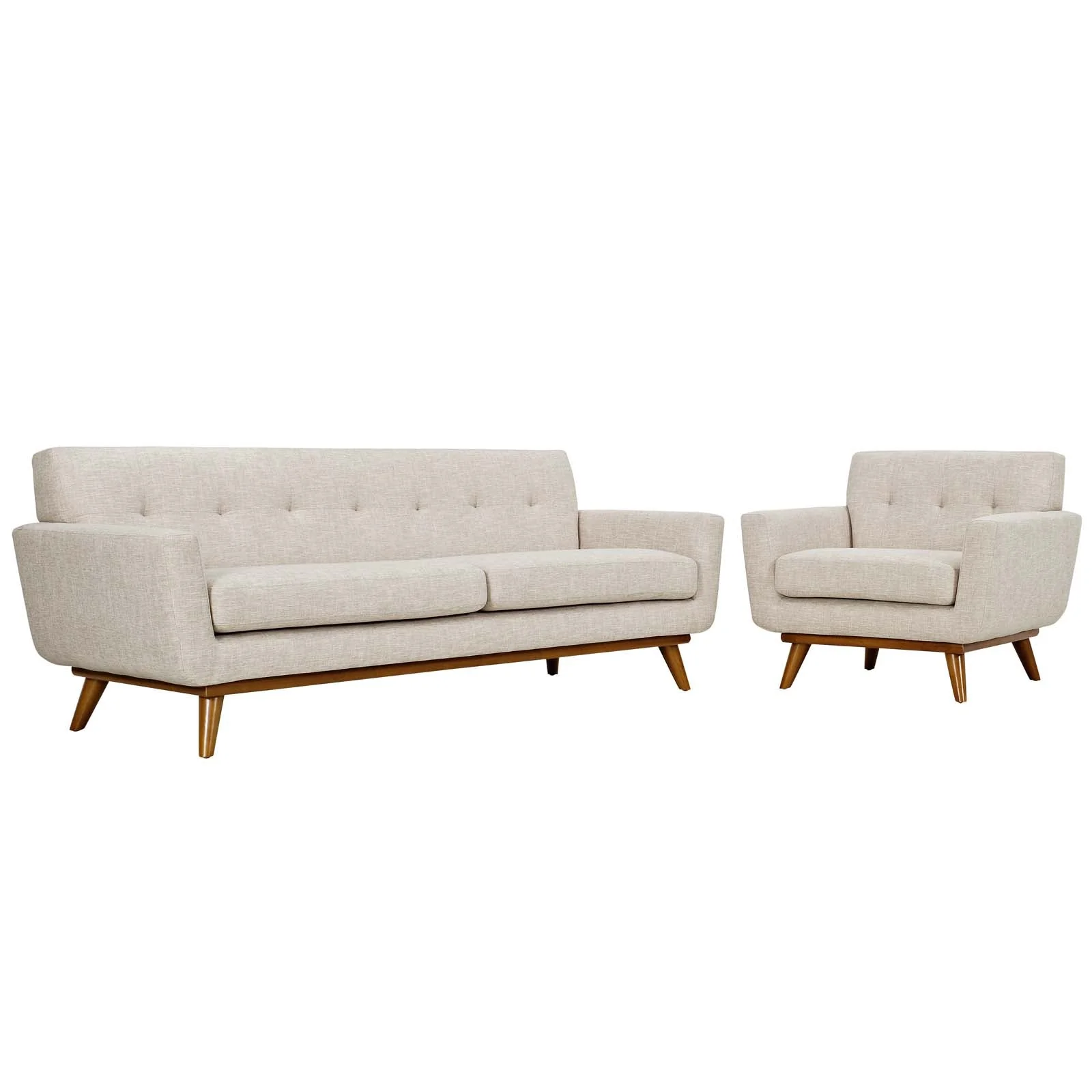 2 Piece 123" Gently Sloping Curved Upholstered Armchair and Sofa Set - Image 7