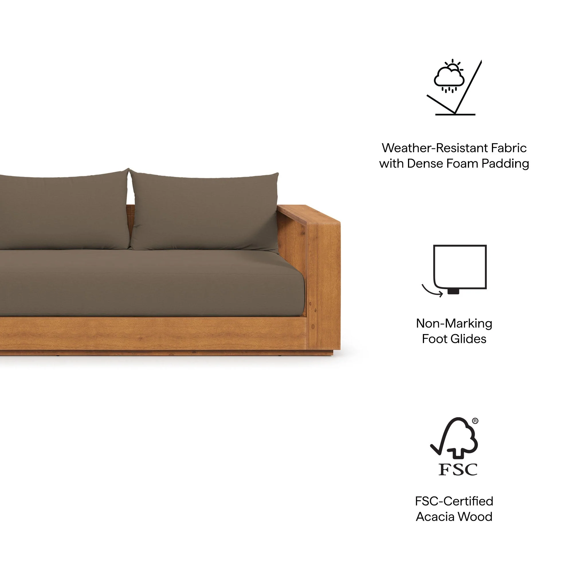 2-Piece Acacia Wood Outdoor Sofa & Coffee Table Set for Patio and Garden - Image 9