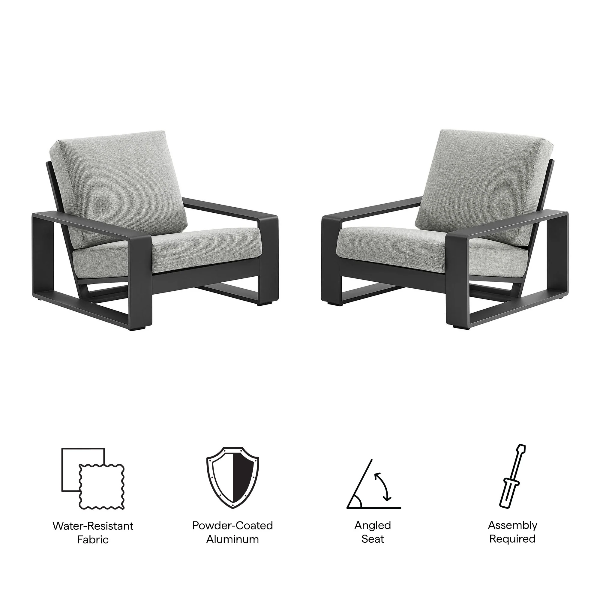 2-Piece Aluminum Outdoor Armchair Set for Patio, Deck and Garden Seating - Image 5