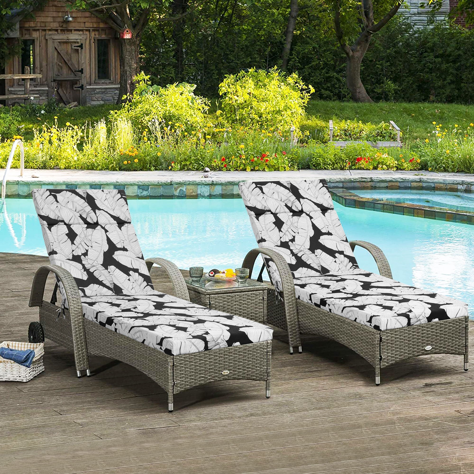 2 Piece Chaise Lounge Chair Cushion Set With Ties - Image 11