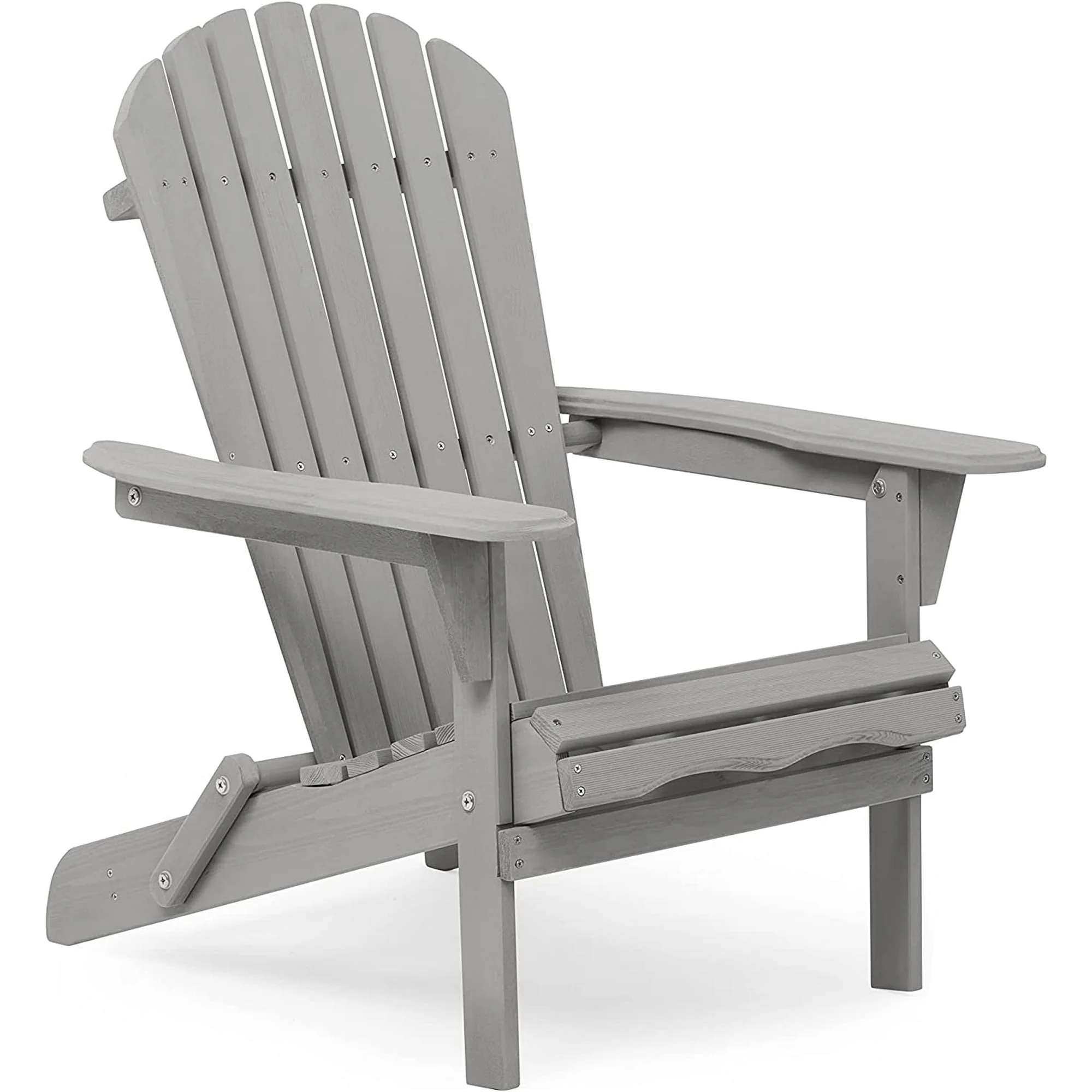 2-Piece Folding Adirondack Chair Set Solid Wood Gray - Image 2