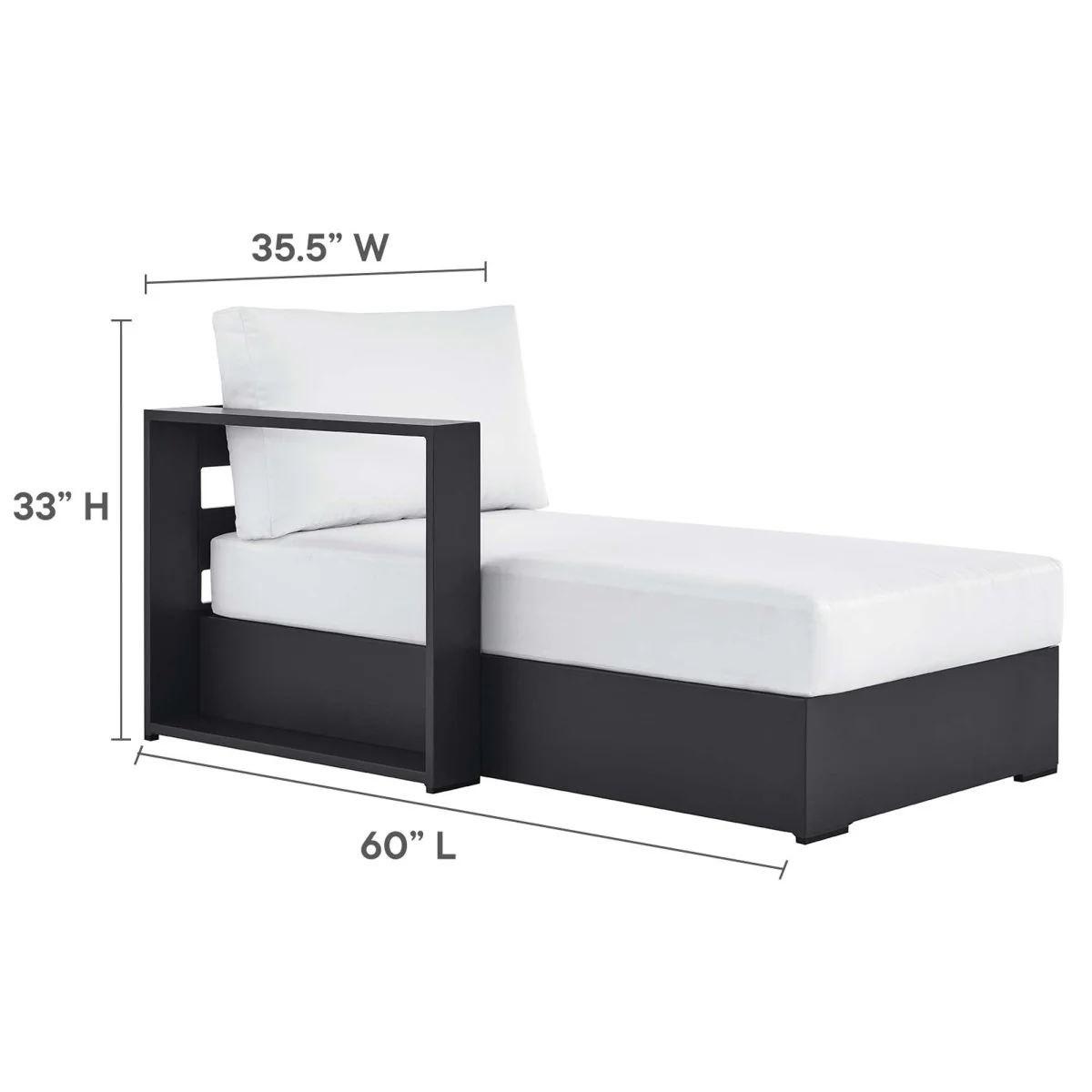 2-Piece Gray Aluminum Outdoor Patio Chaise Sectional with Cushions for Outdoor Living - Image 3