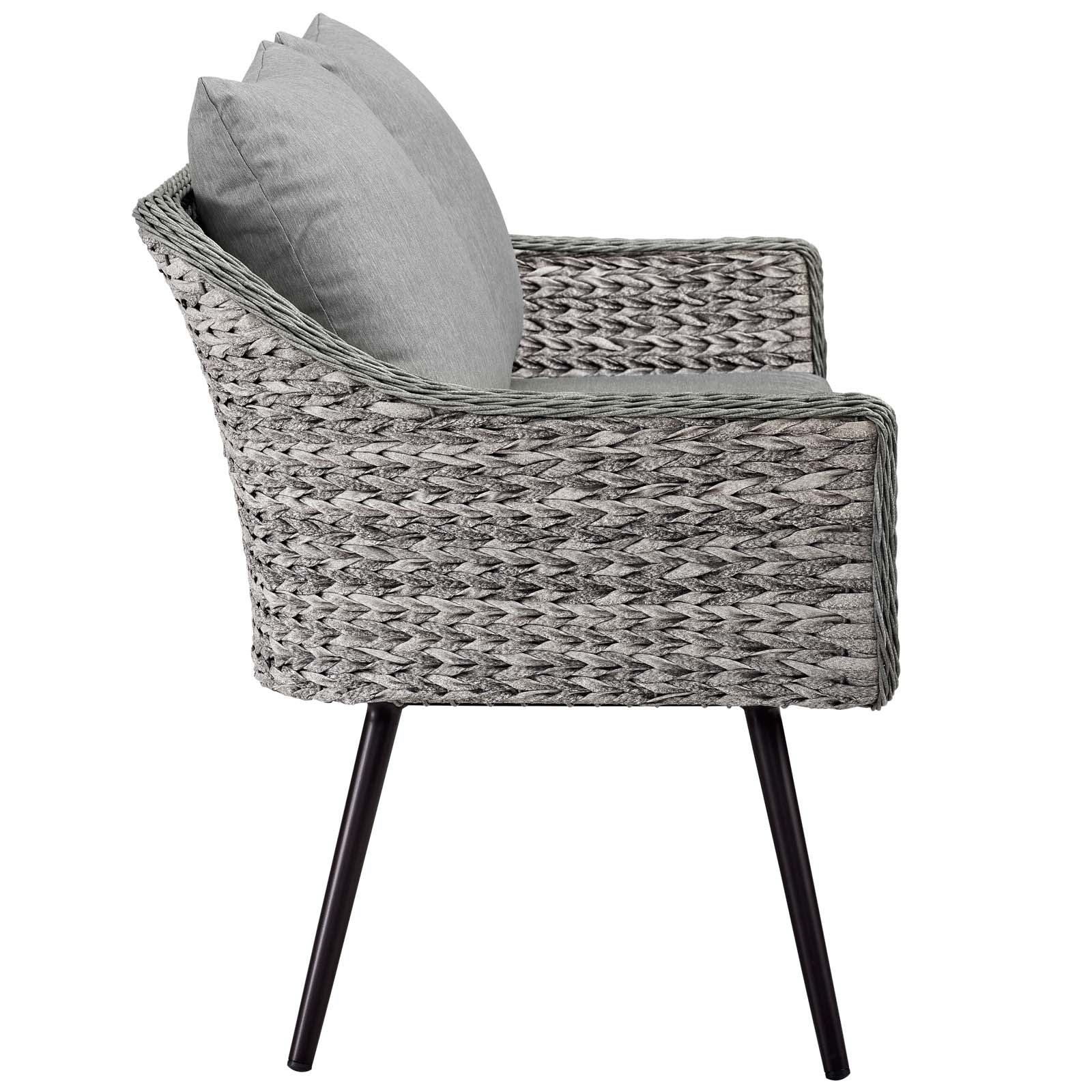 2-Piece Gray Wicker Outdoor Patio Loveseat and Armchair Set - Image 4
