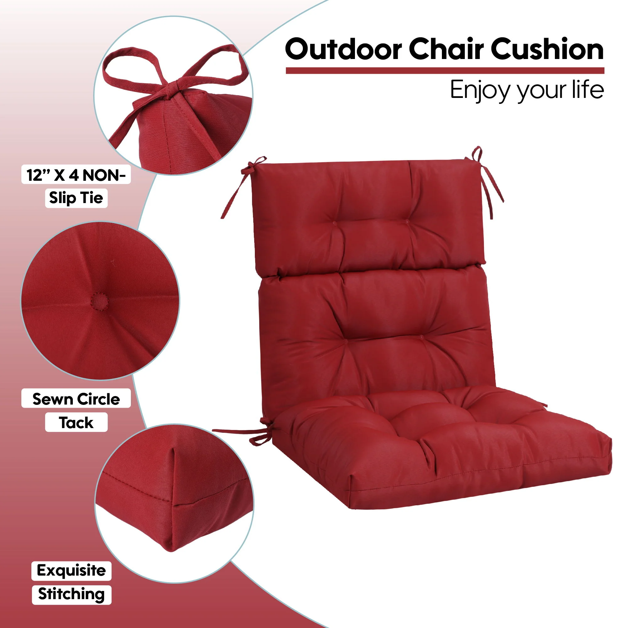 2 Piece High Back Patio Chair Cushion Set - Image 12