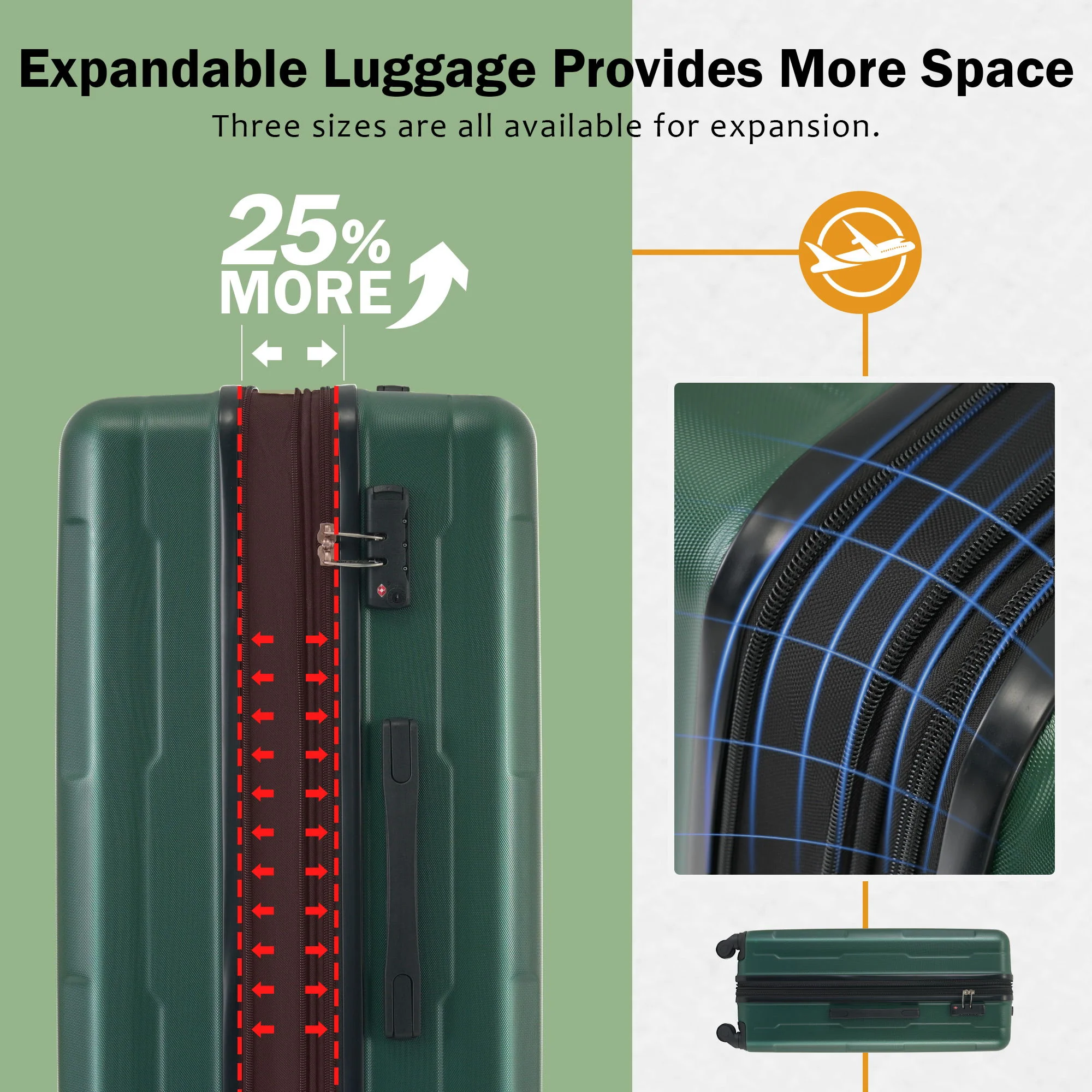 2 Piece Luggage Set With Bags Expanable Spinner Wheels ABS Lightweight Suitcase With Tsa Lock 20" / 24" - Image 33