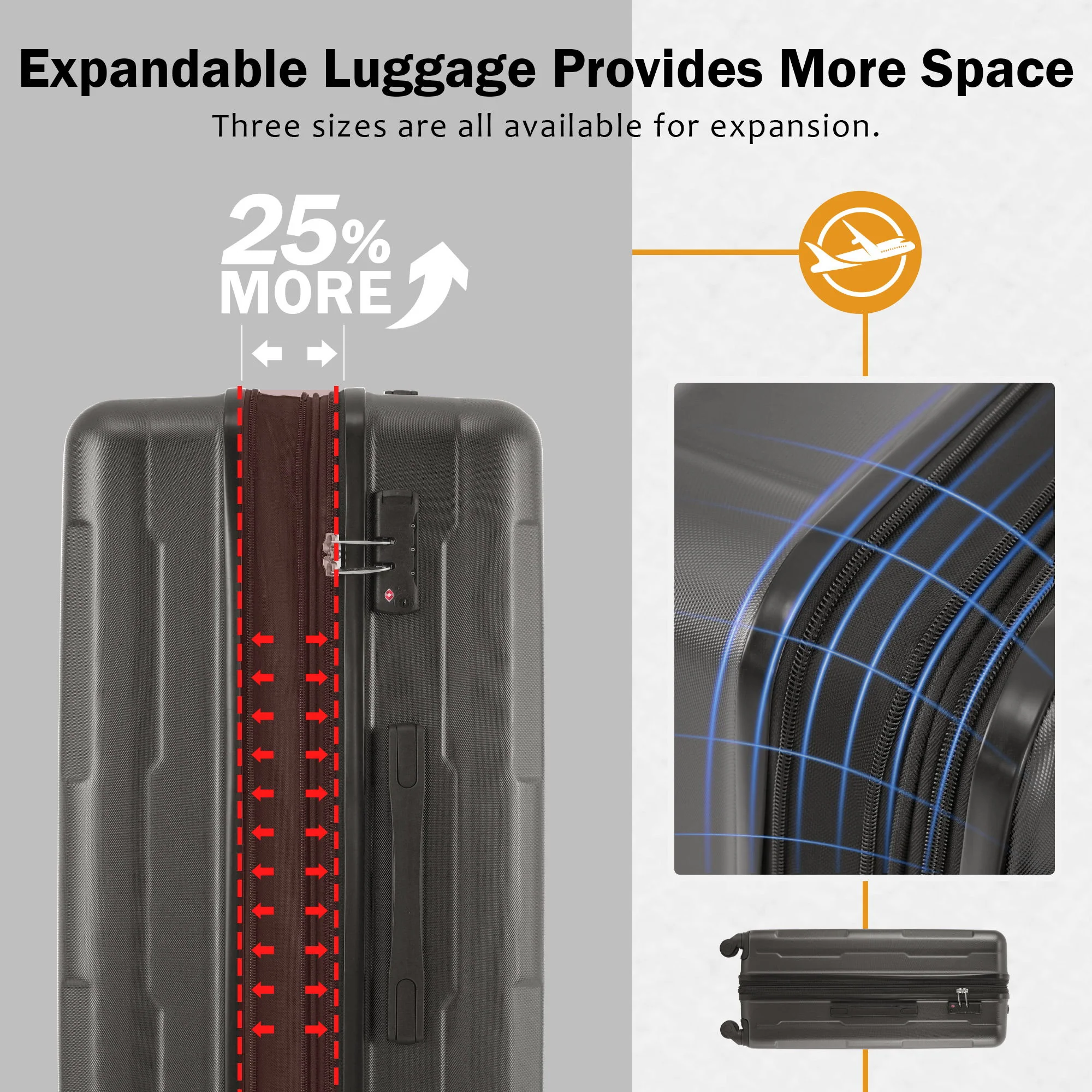 2 Piece Luggage Set With Bags Expanable Spinner Wheels ABS Lightweight Suitcase With Tsa Lock 20" / 24" - Image 45