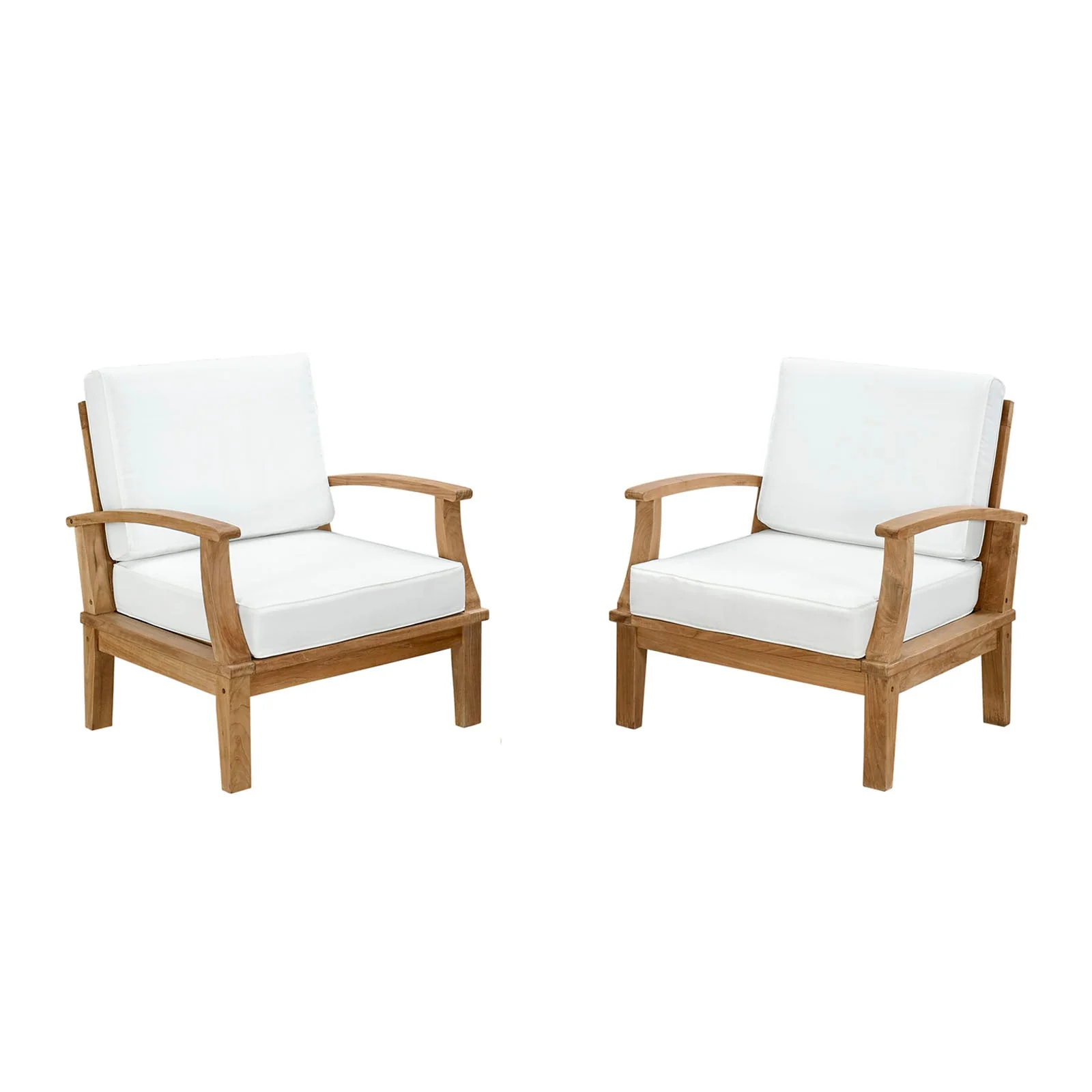 2-Piece Natural Teak Wood Outdoor Patio Furniture Set for Garden, Deck and Balcony
