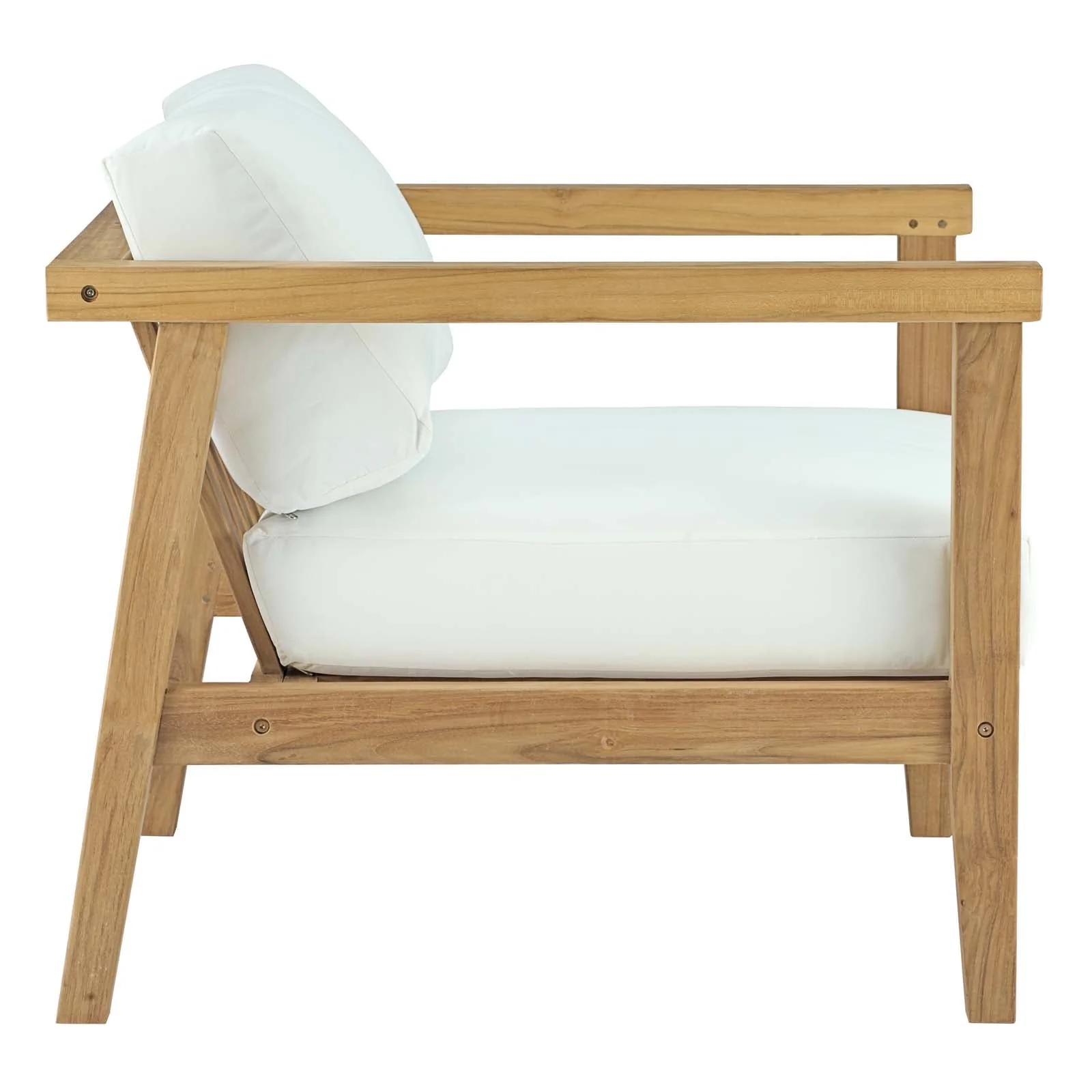 2-Piece Natural White Solid Teak Outdoor Patio Seating Set - Image 3