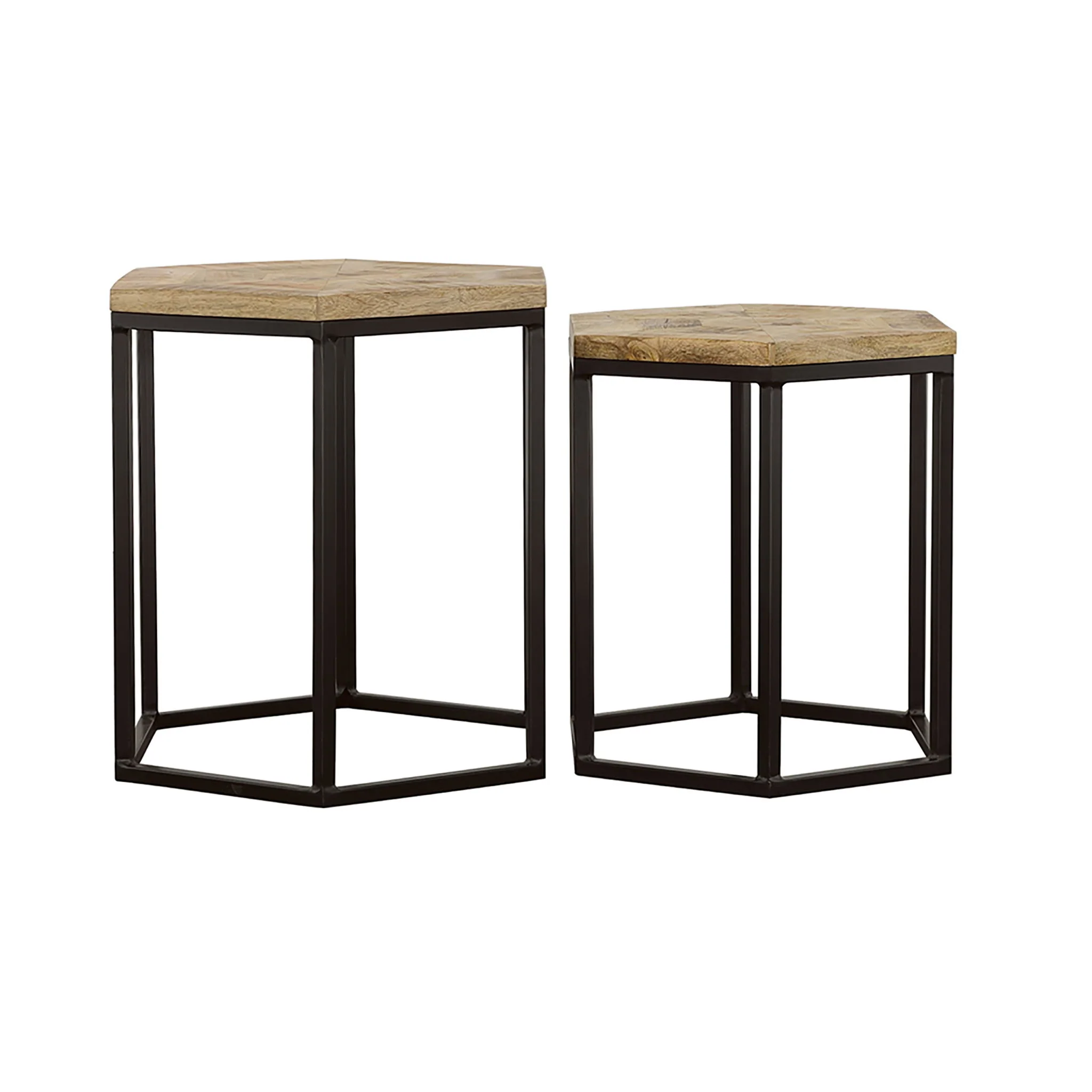 2 Piece Nesting Table With Hexagon Base - Brown - Image 6