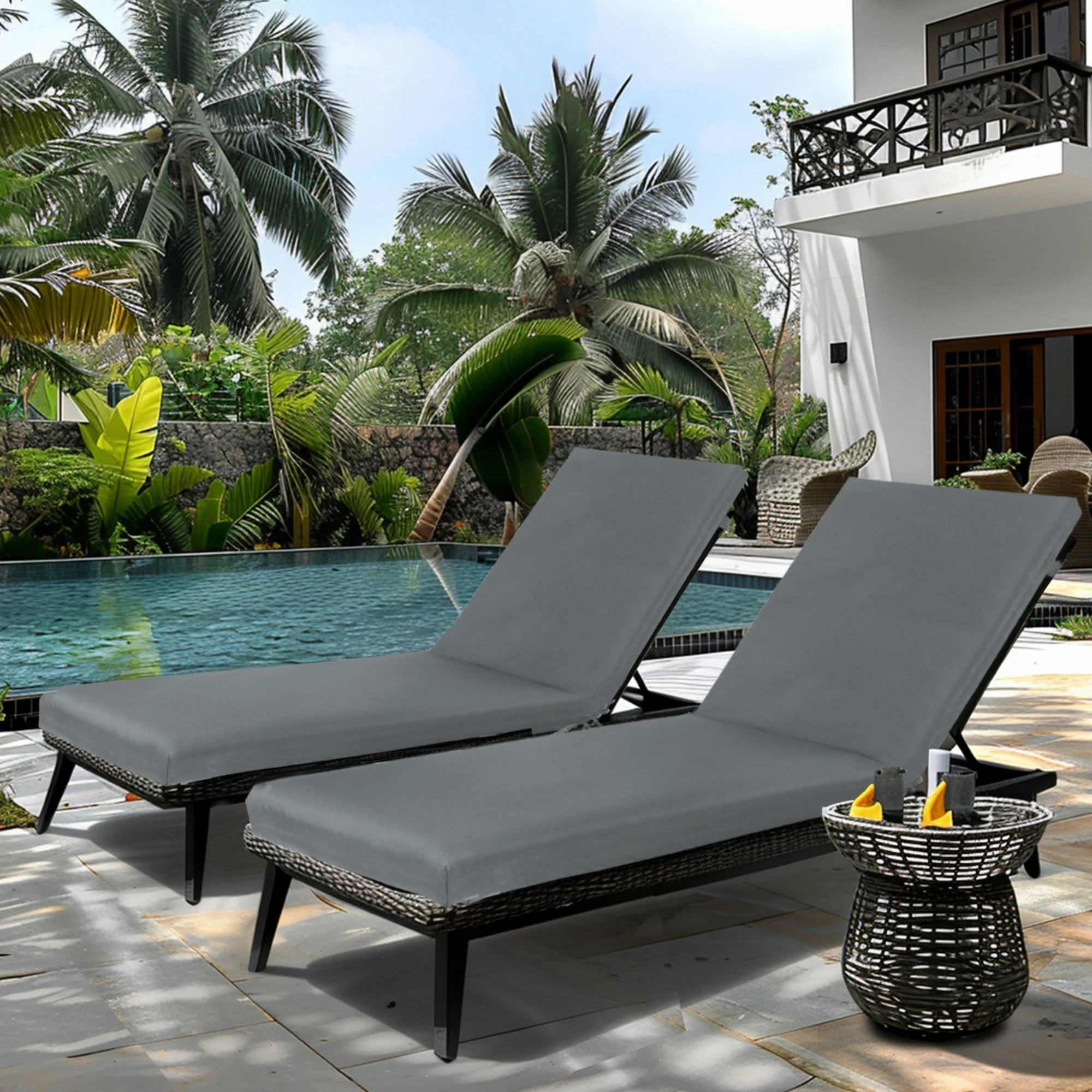 2 Piece Outdoor Chaise Lounge Cushion Set, Replacement Cushions For Patio Furniture - Image 6
