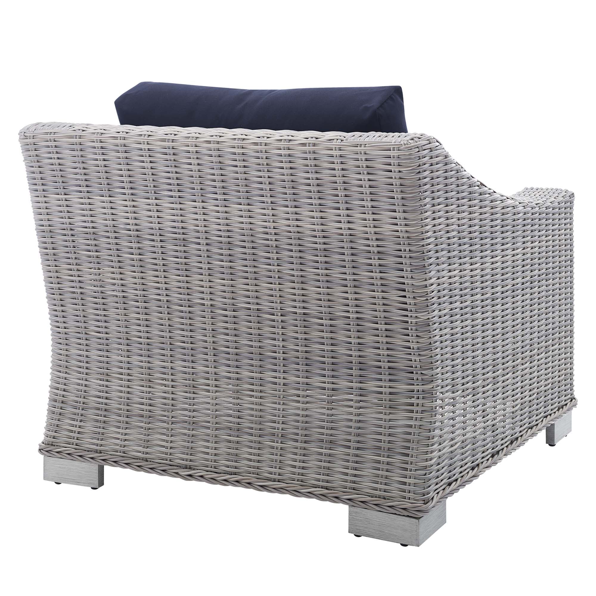 2-Piece Outdoor Sunbrella Fabric Wicker Patio Armchair and Ottoman Set - Image 10