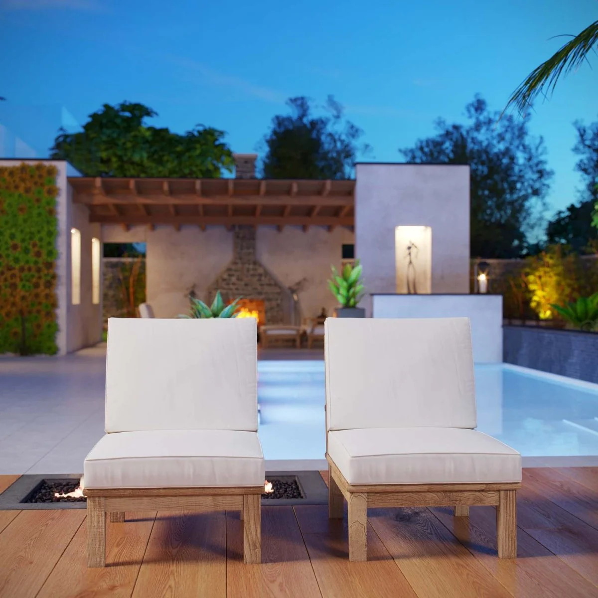 2-Piece Outdoor Teak Patio Seating Set - Image 13