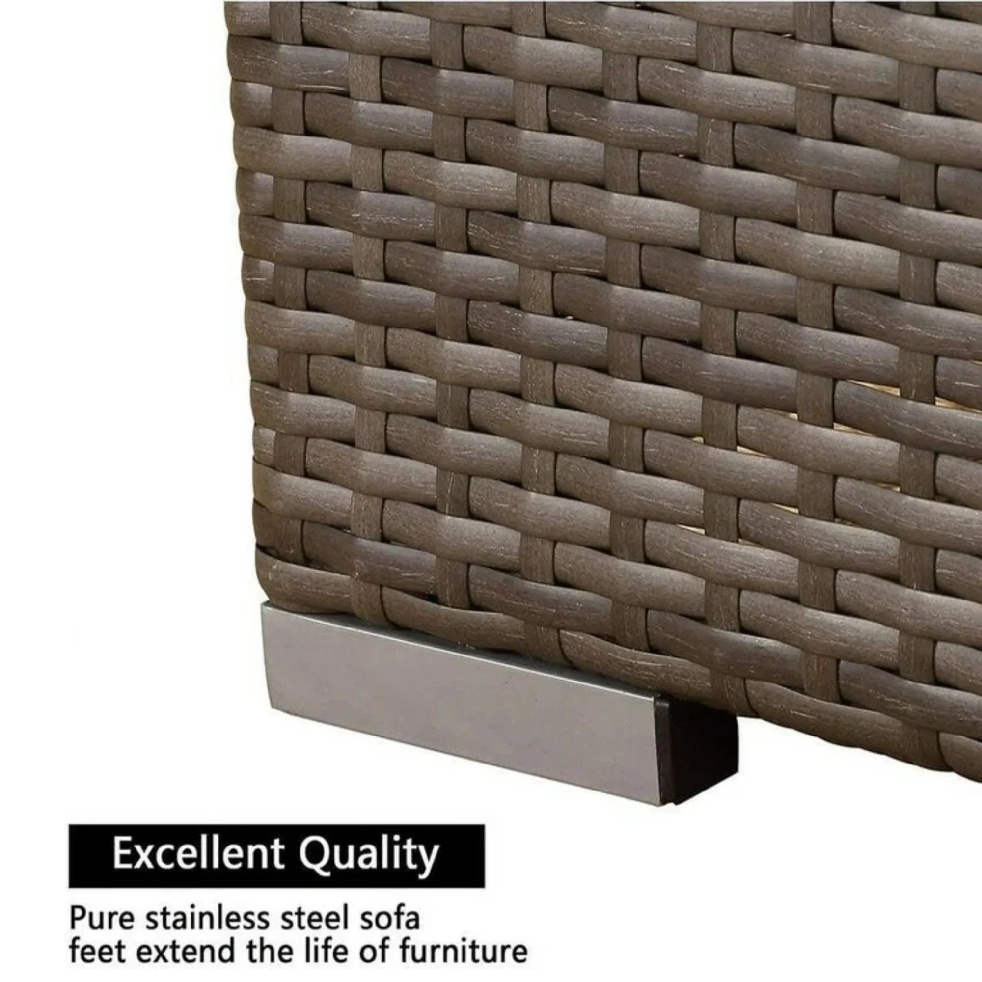 2 Piece Patio Loveseat Set With Thick Cushions, Outdoor Sectional Sofa For Balcony - Blue / Brown - Image 5