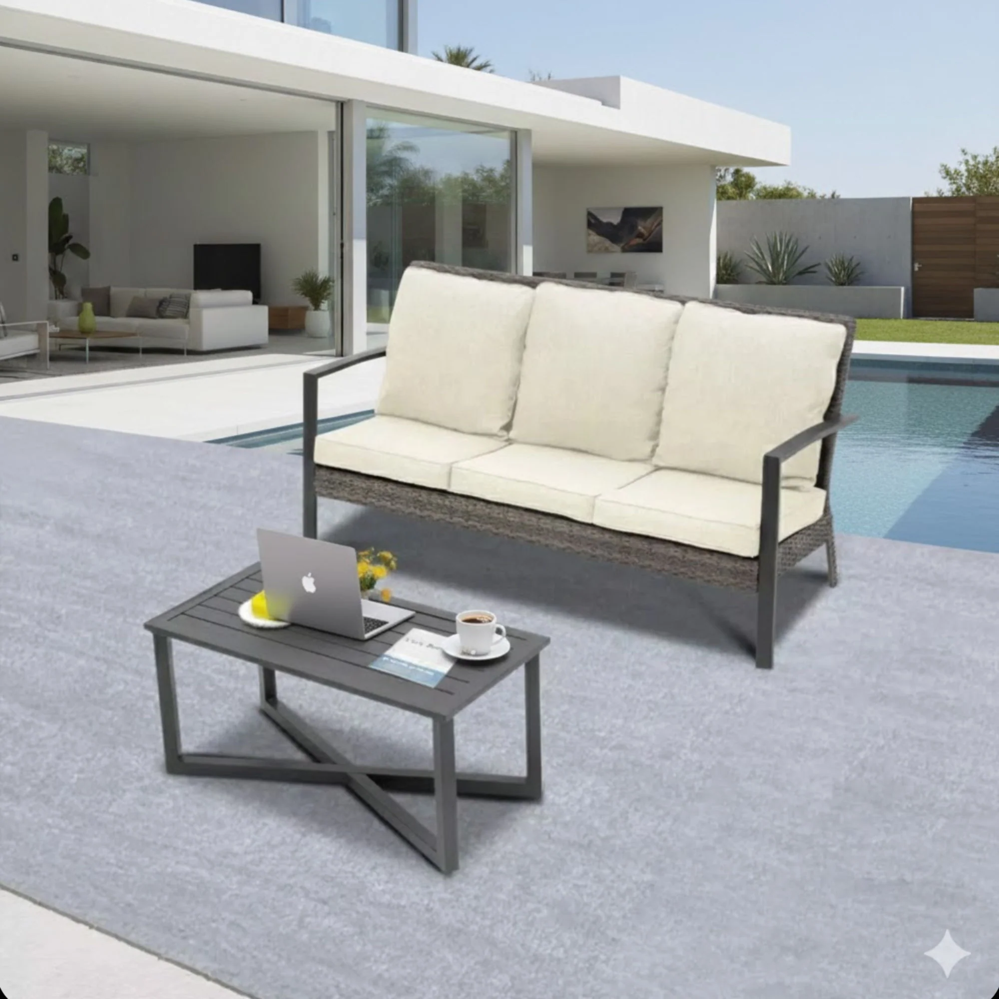 2 Piece Patio Set With Cushions & Coffee Table - Image 7