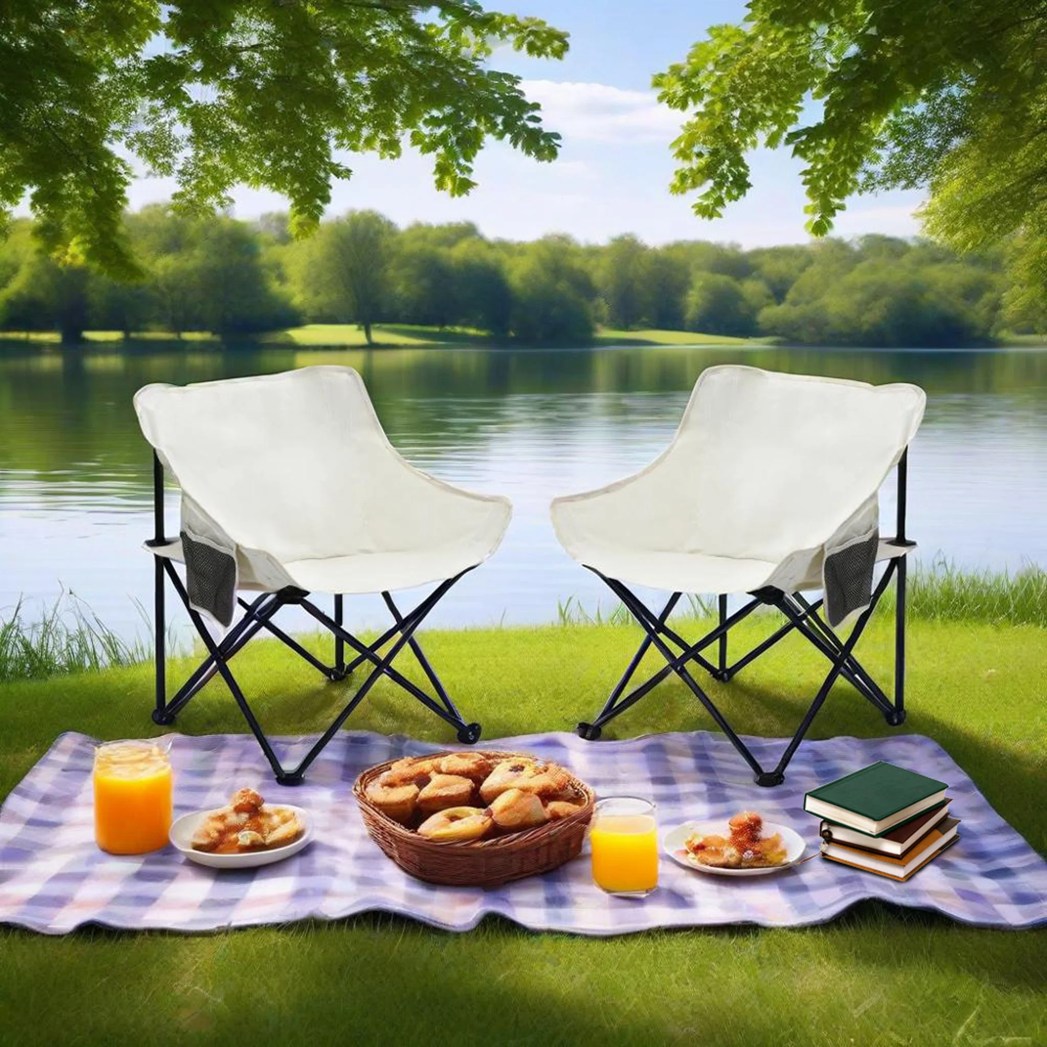 2 Pieces Outdoor Camping Chairs Folding / Portable, Comfortable Seating, Durable Steel Fram - Image 13
