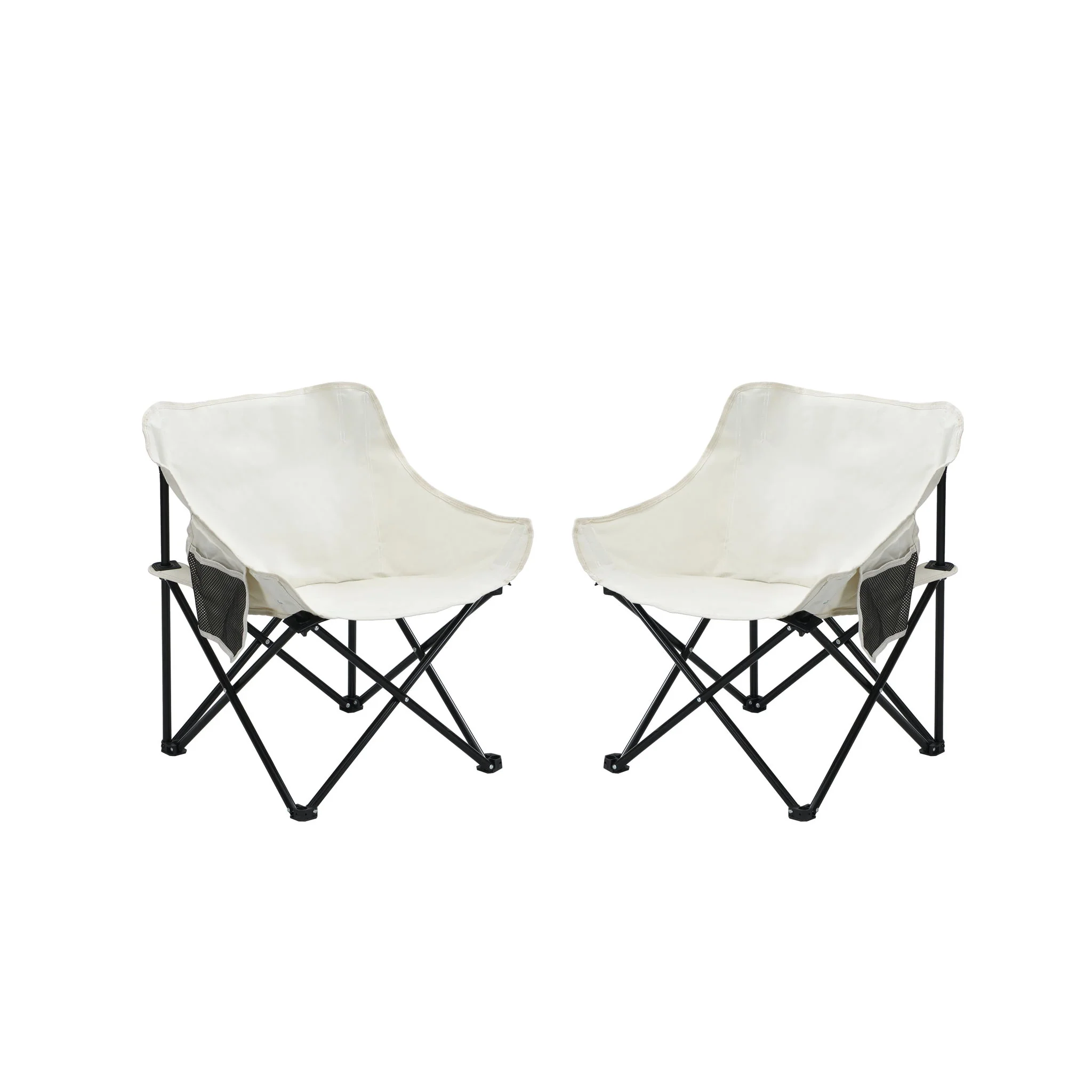 2 Pieces Outdoor Camping Chairs Folding / Portable, Comfortable Seating, Durable Steel Fram - Image 2