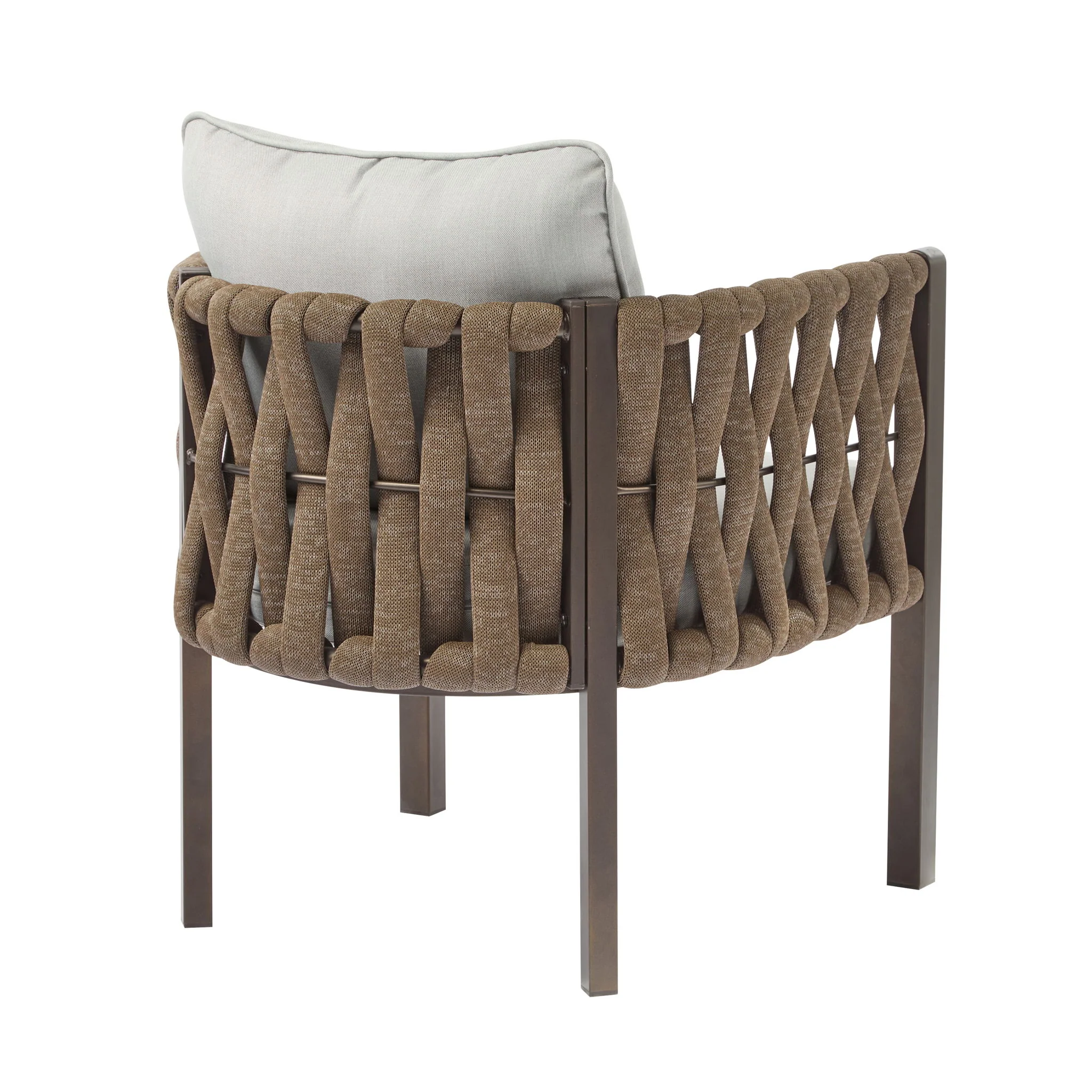 2 Pieces Outdoor Metal Patio Club Chair, Patio Furniture Arm Chair With Cushion, Modern Outdoor Furniture Deep Seating For Porch, Garden, Backyard, Balcony - Brown / Light Gray - Image 6