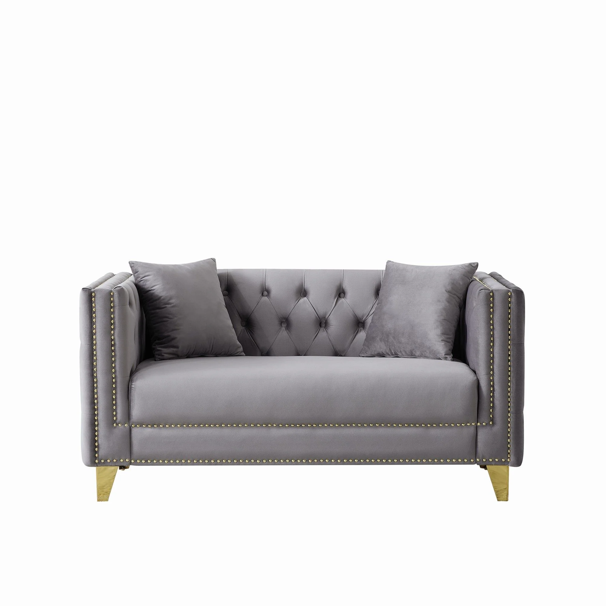 2 Seater Deep Seat Sofa With Button Nailhead, Square Arm - Image 2