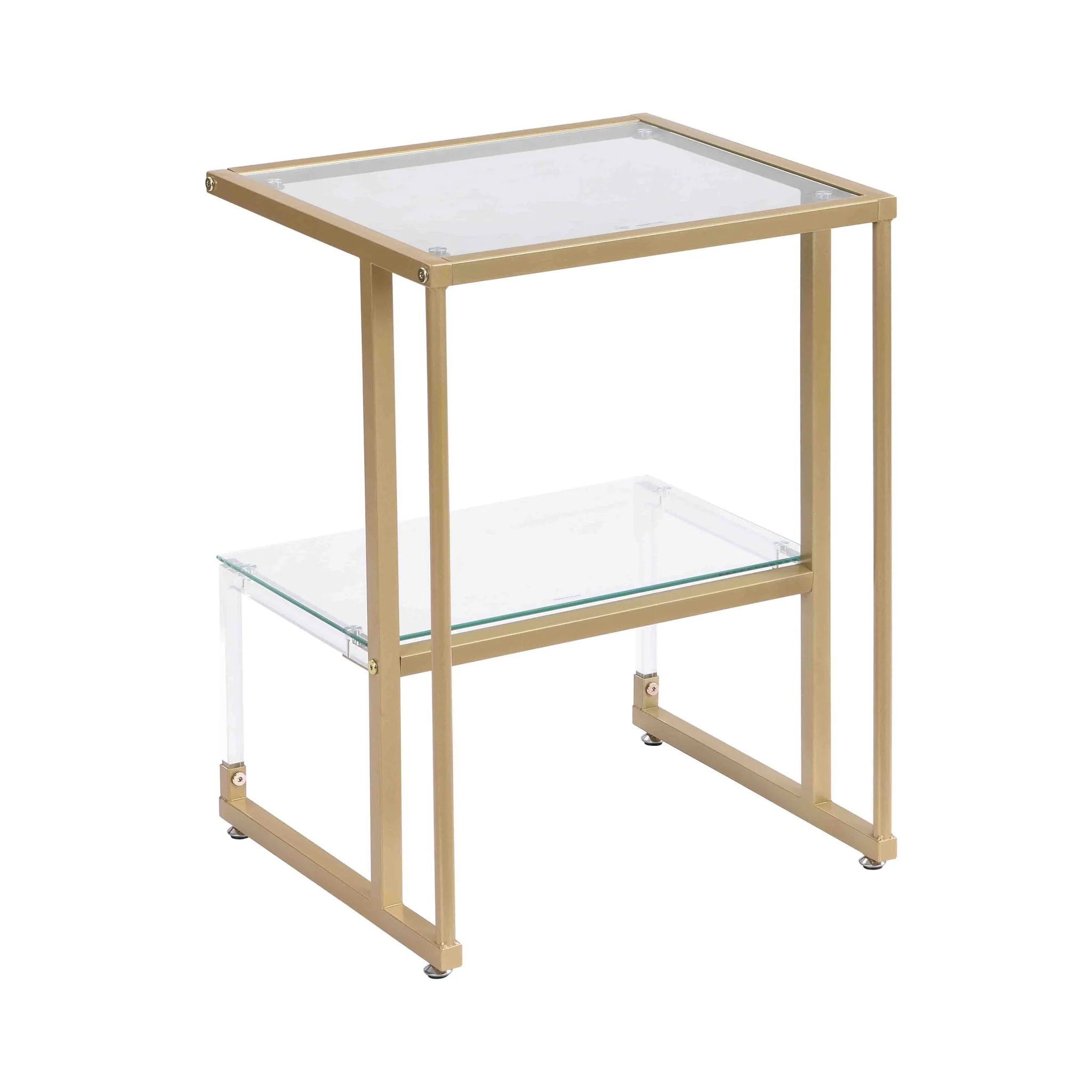 2 Tier Acrylic Glass End Table For Living Room - Image 3