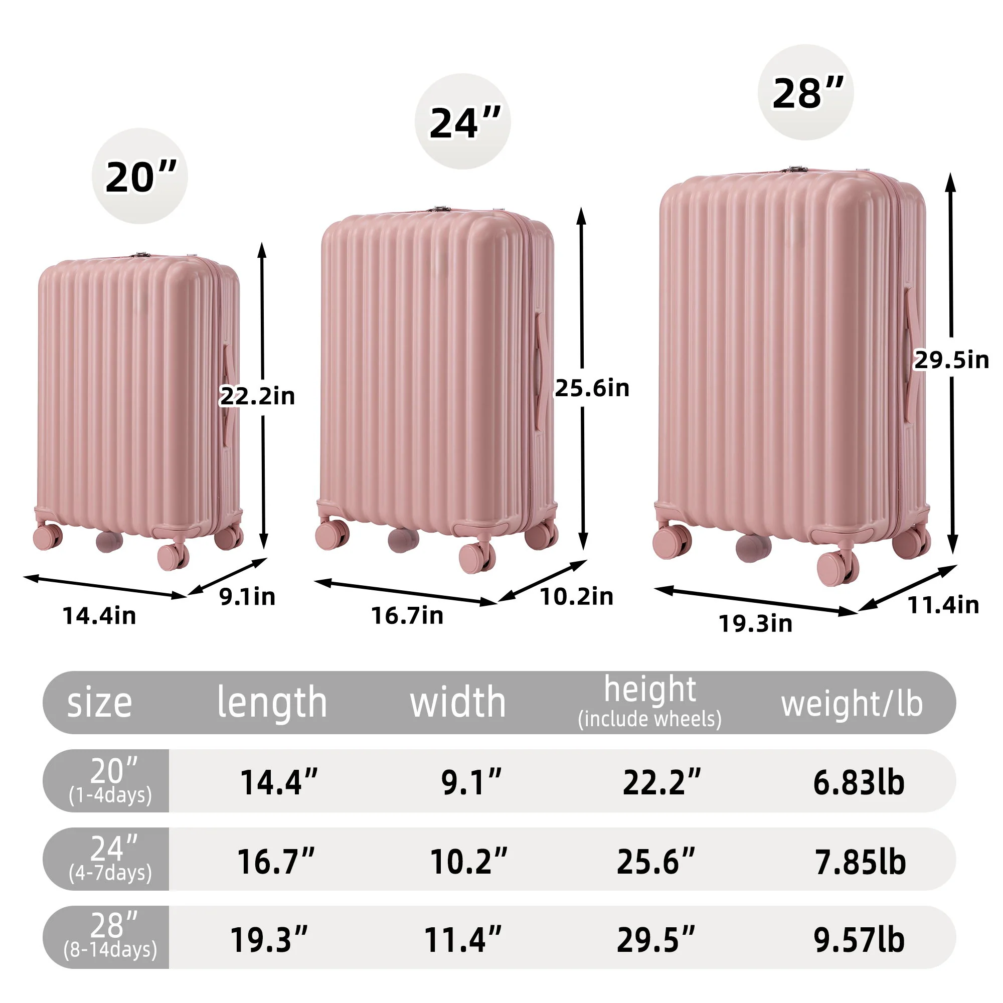 20" / 24" / 28" 3 Pieces / Set Spinner Wheel Luggage, Carry On Suitcase, With Cup Holder & USB Port & Phone Holder - Image 13
