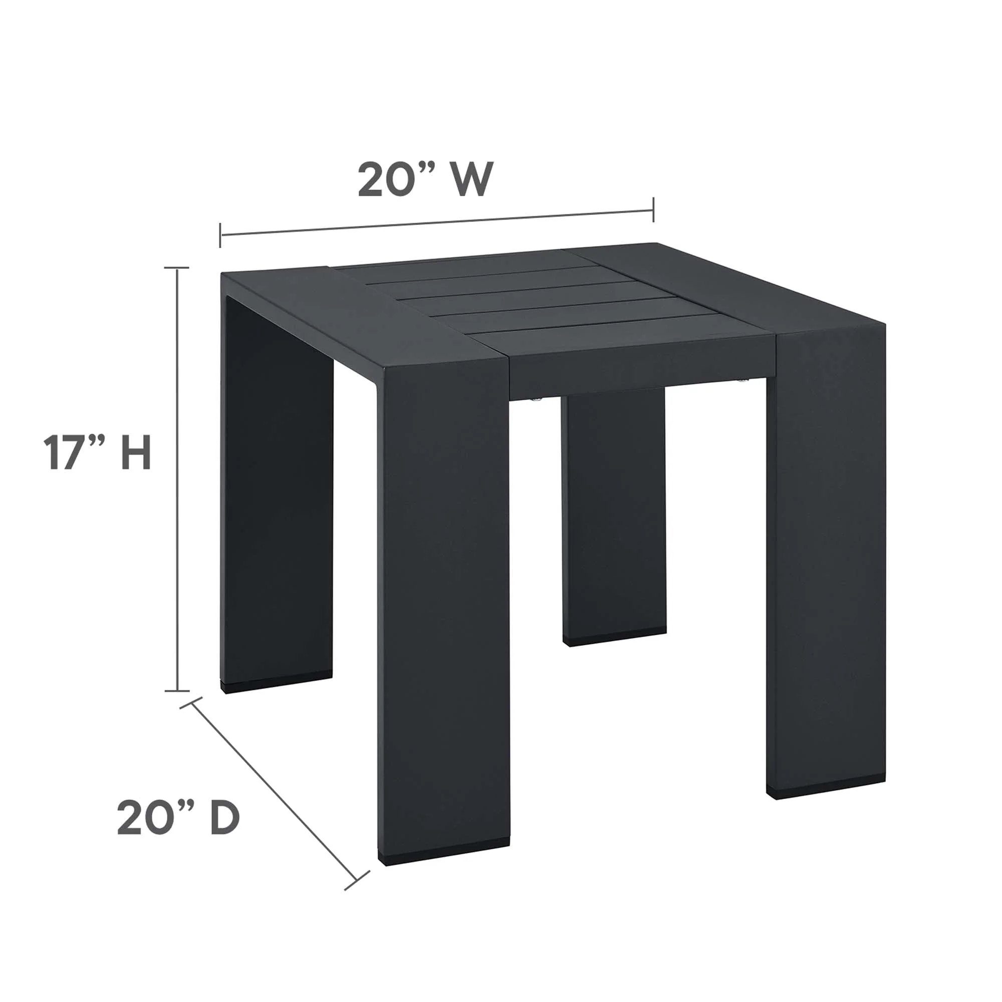 20" Gray Aluminum Outdoor Patio End Table - Image 3