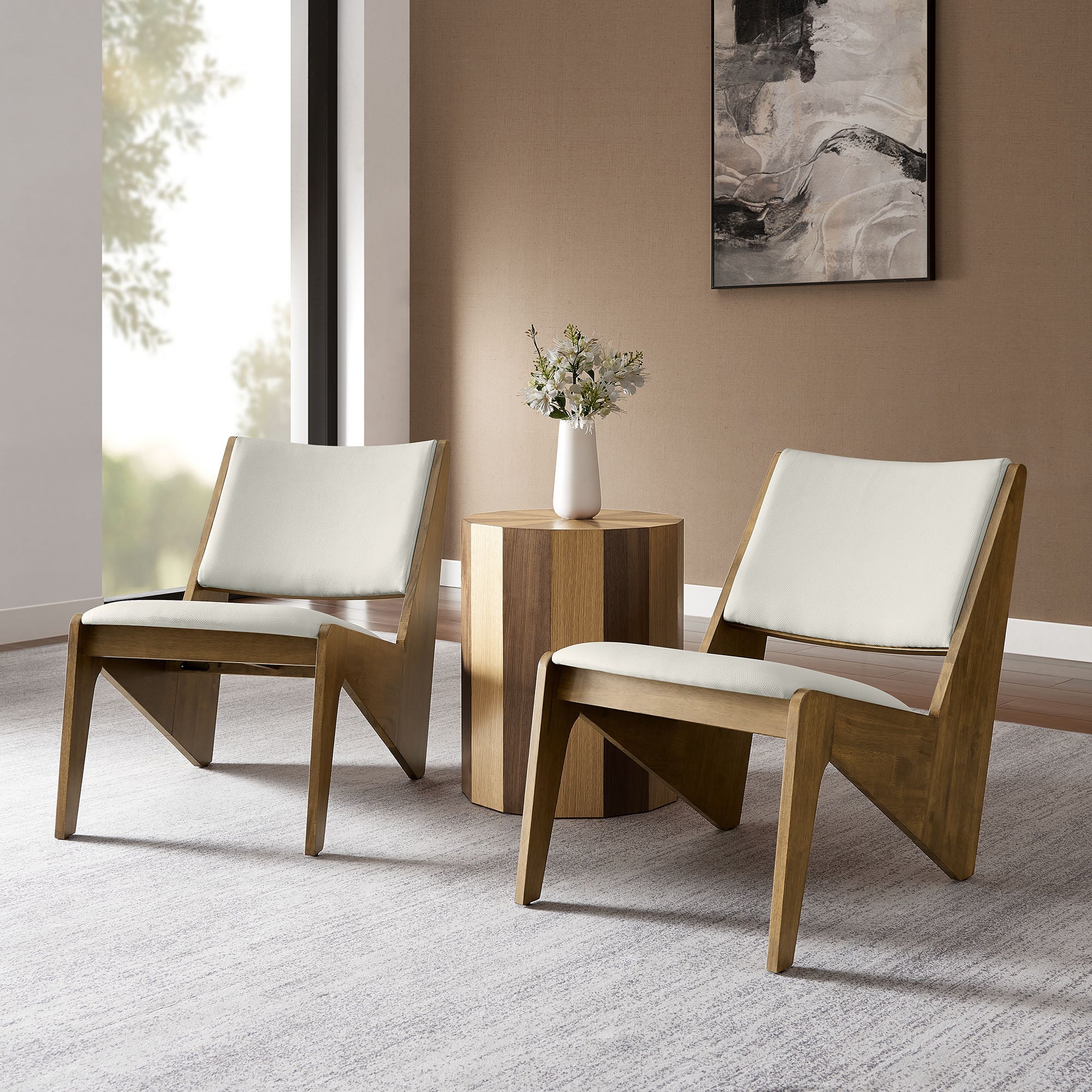 20 Inch Vegan Leather Accent Chairs Set of 2 - Image 16