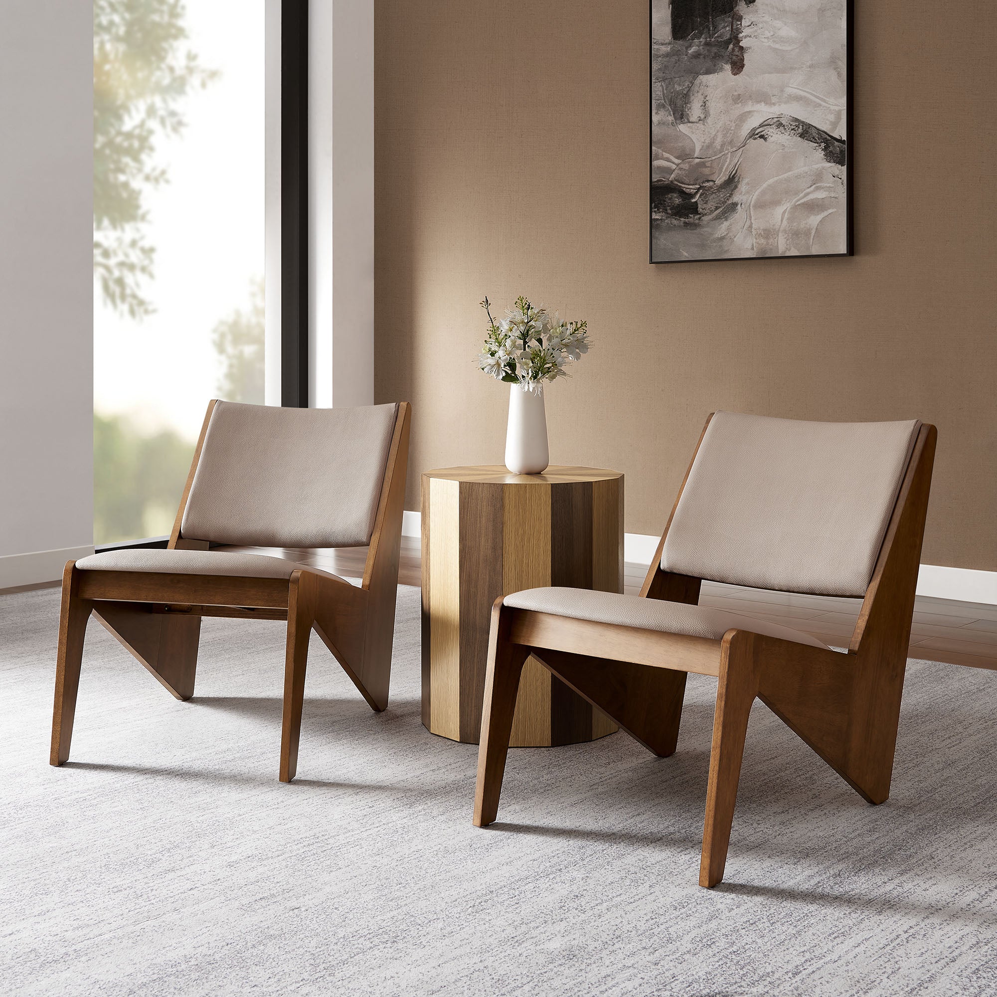20 Inch Vegan Leather Accent Chairs Set of 2 - Image 8